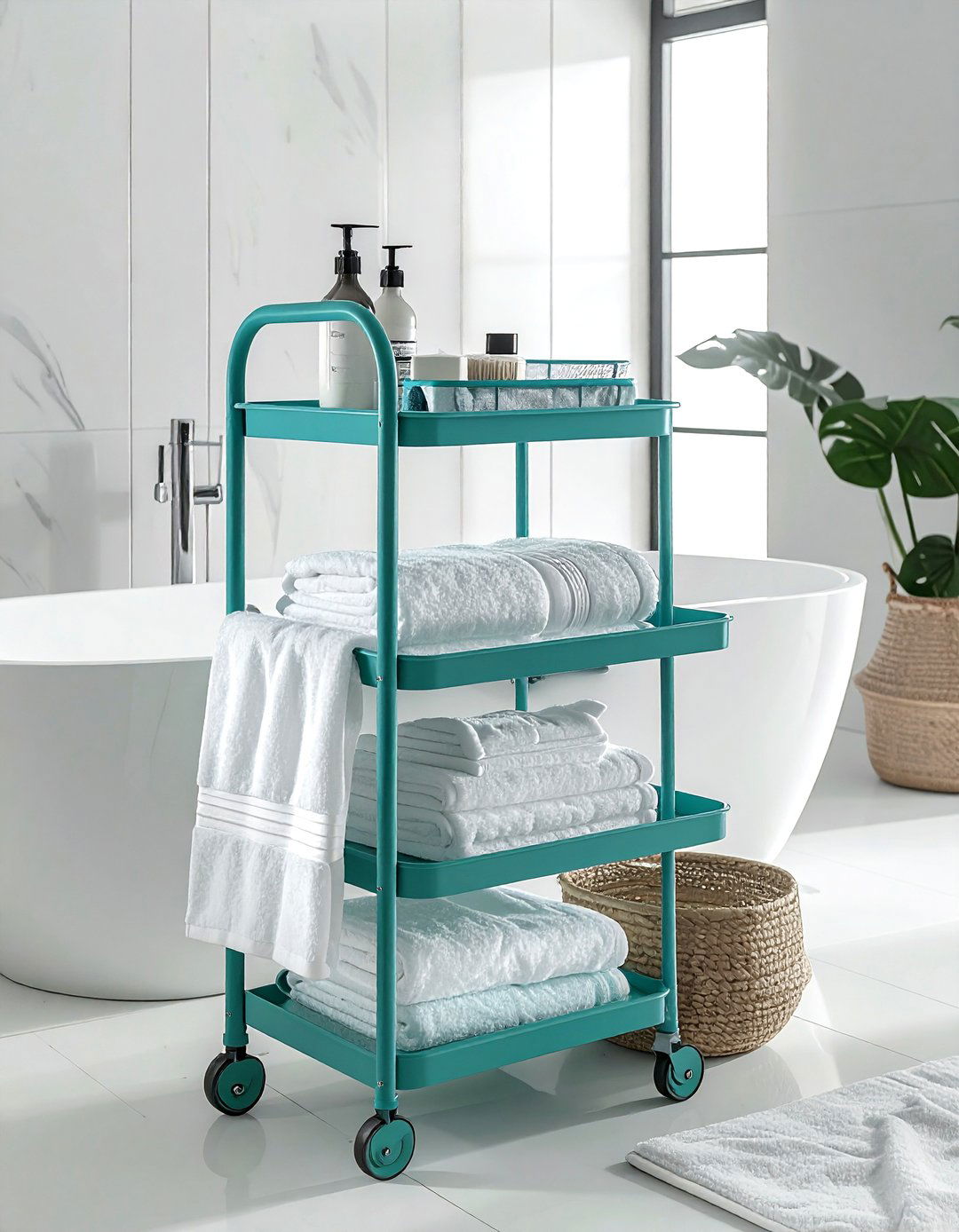 Rolling Bathroom Trolley - 30 bathroom cabinet storage ideas