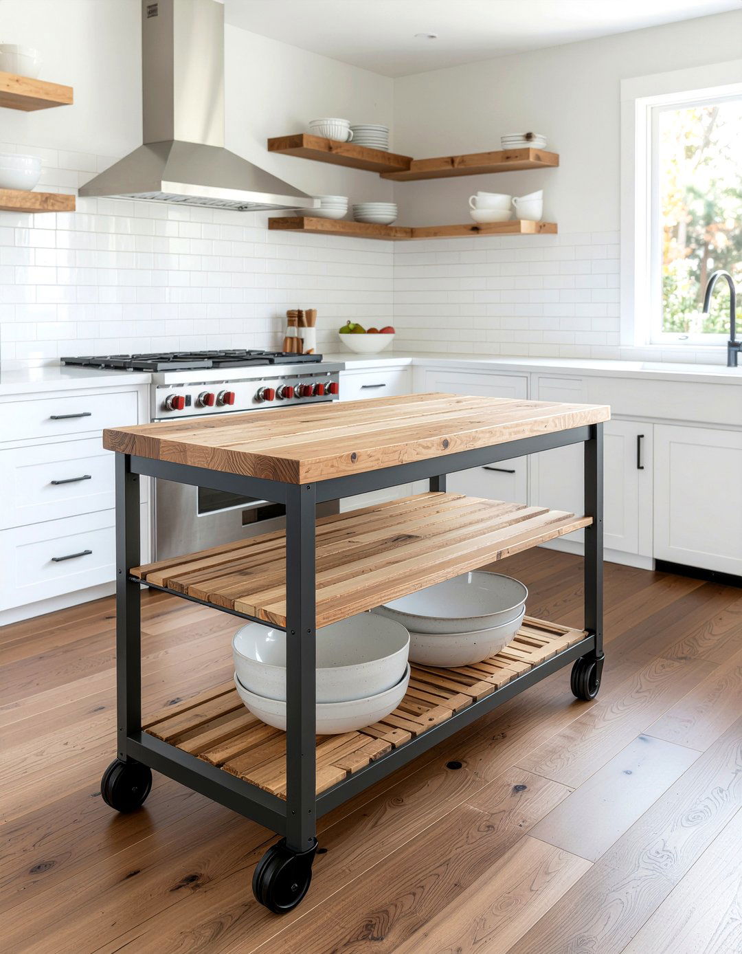 Rolling Butcher Block Island - 30 kitchen cart ideas