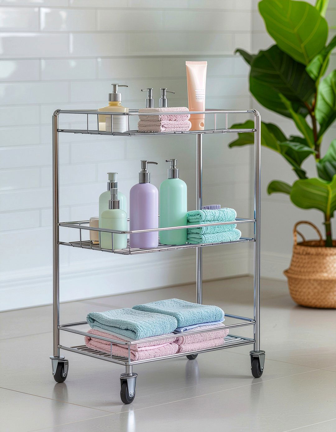Rolling Cart - 30 bathroom storage ideas