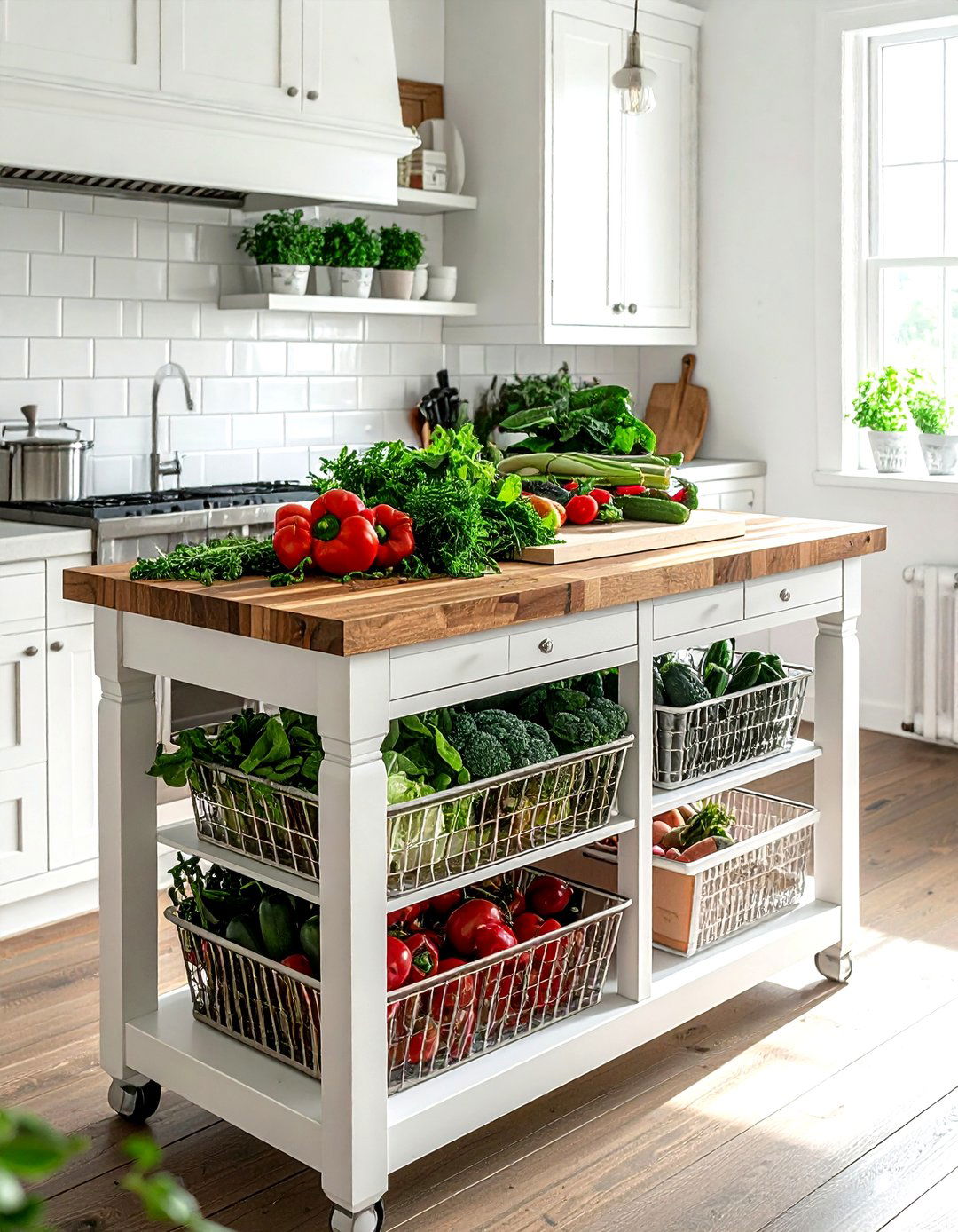 Rolling Kitchen Cart - 30 kitchen storage ideas
