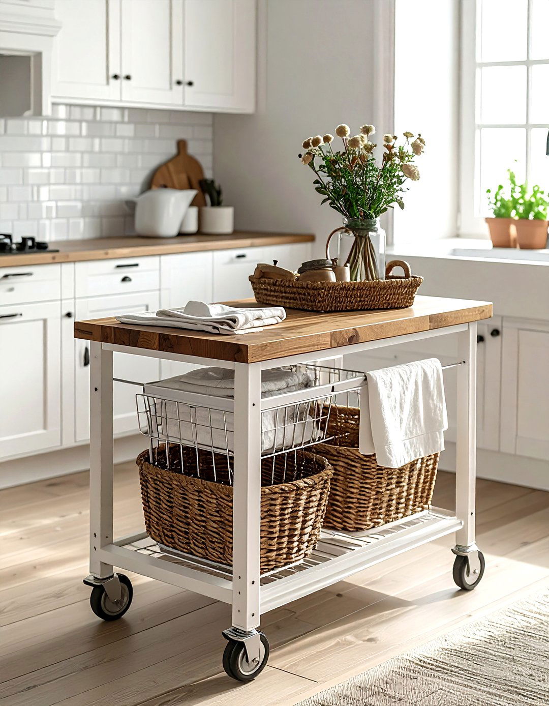 Rolling Kitchen Cart - 30 space-saving kitchen ideas
