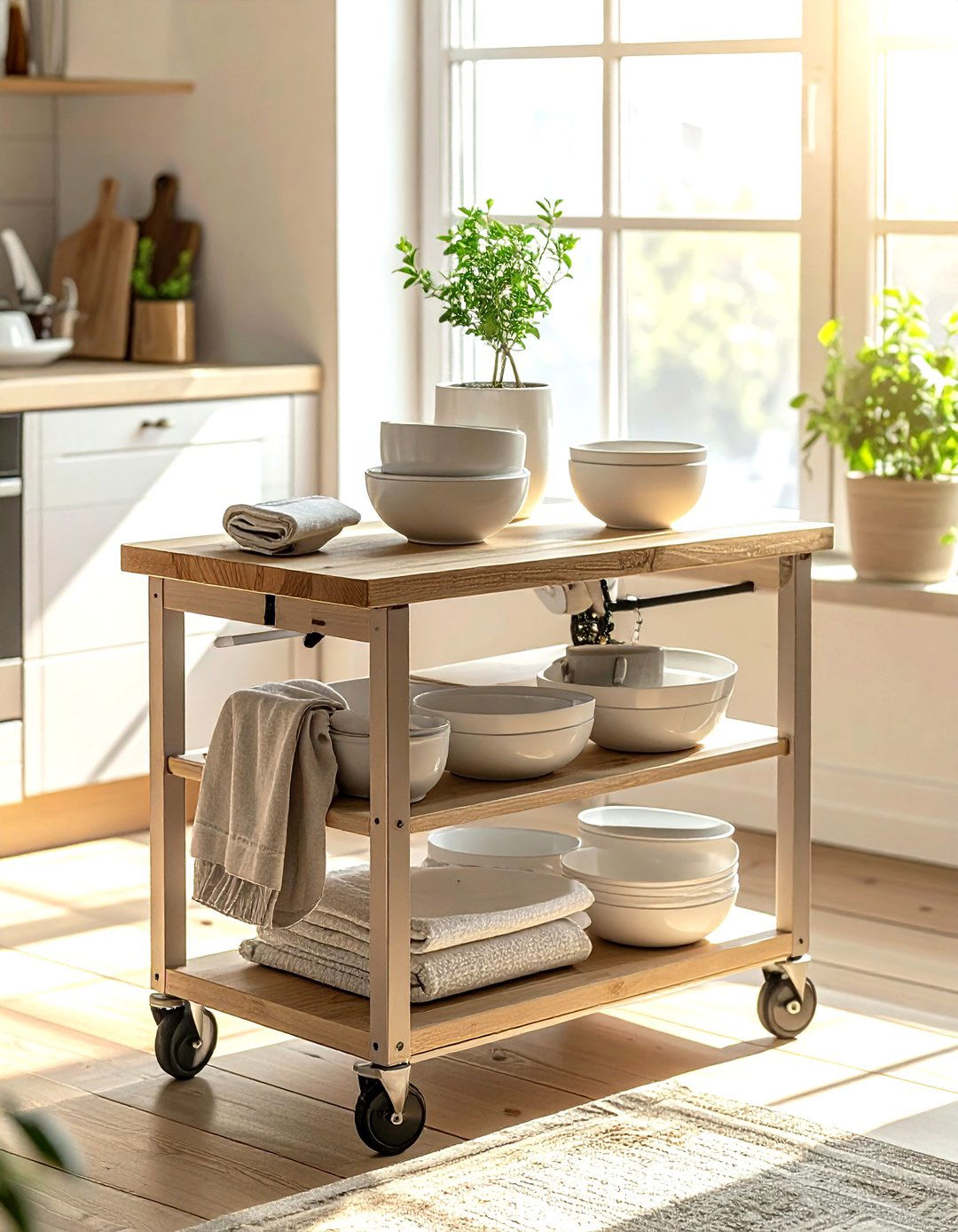 Rolling Kitchen Cart - 30 temporary kitchen ideas
