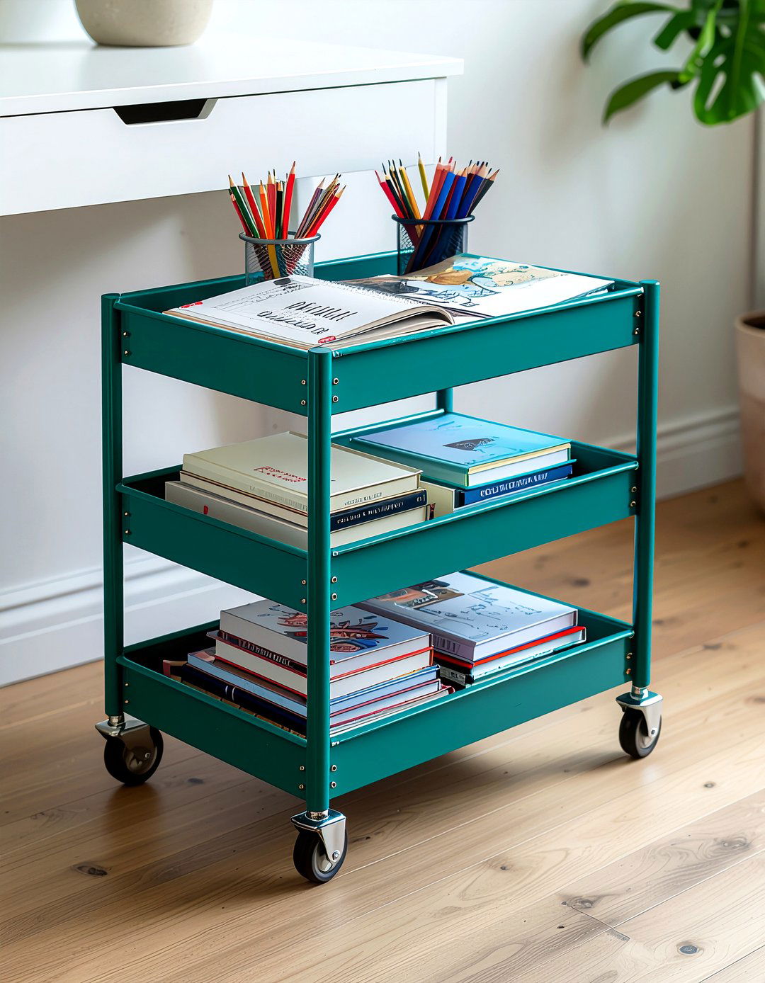 Rolling Storage Cart - 30 bedroom storage solutions