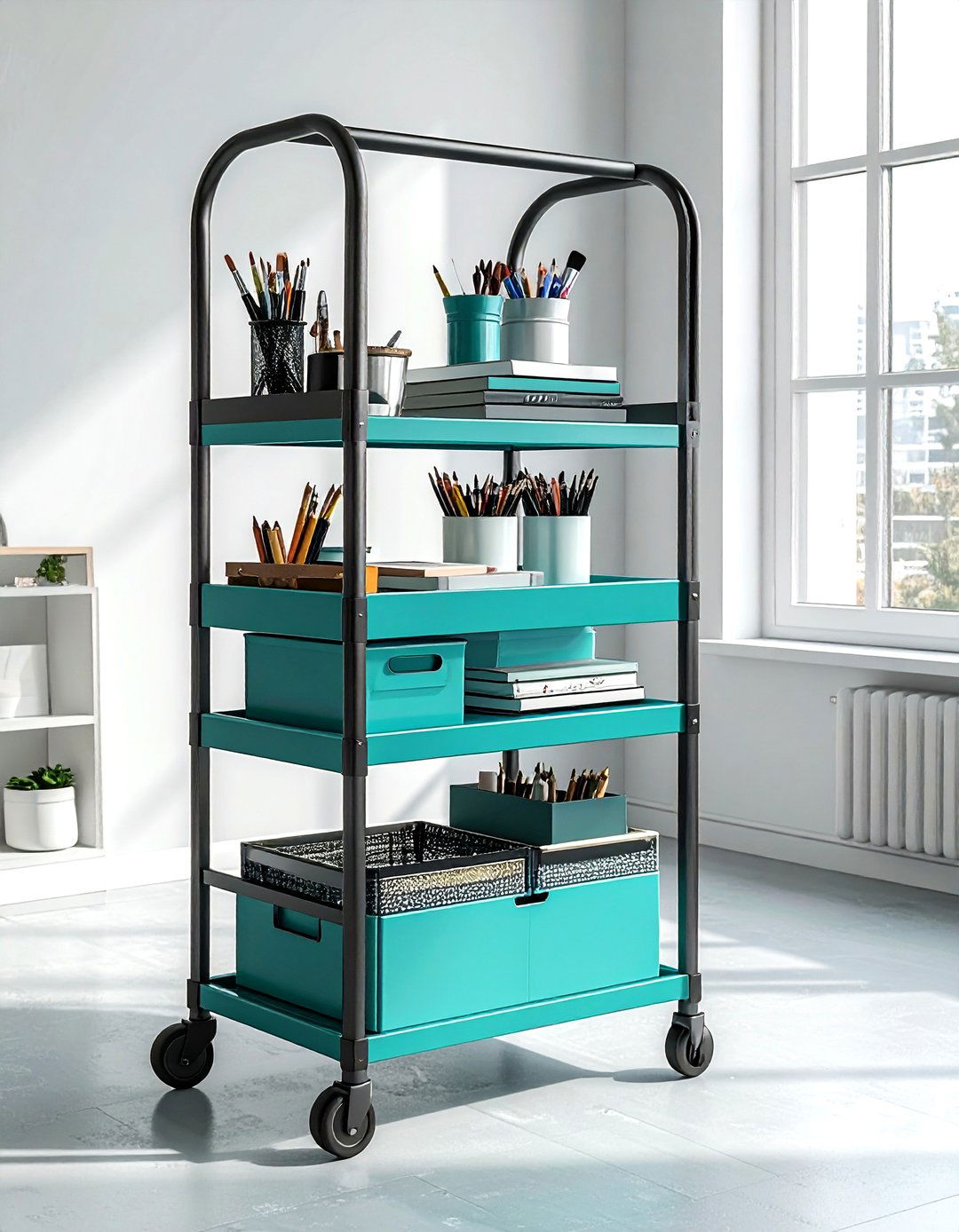 Rolling Storage Cart - 30 playroom organization ideas