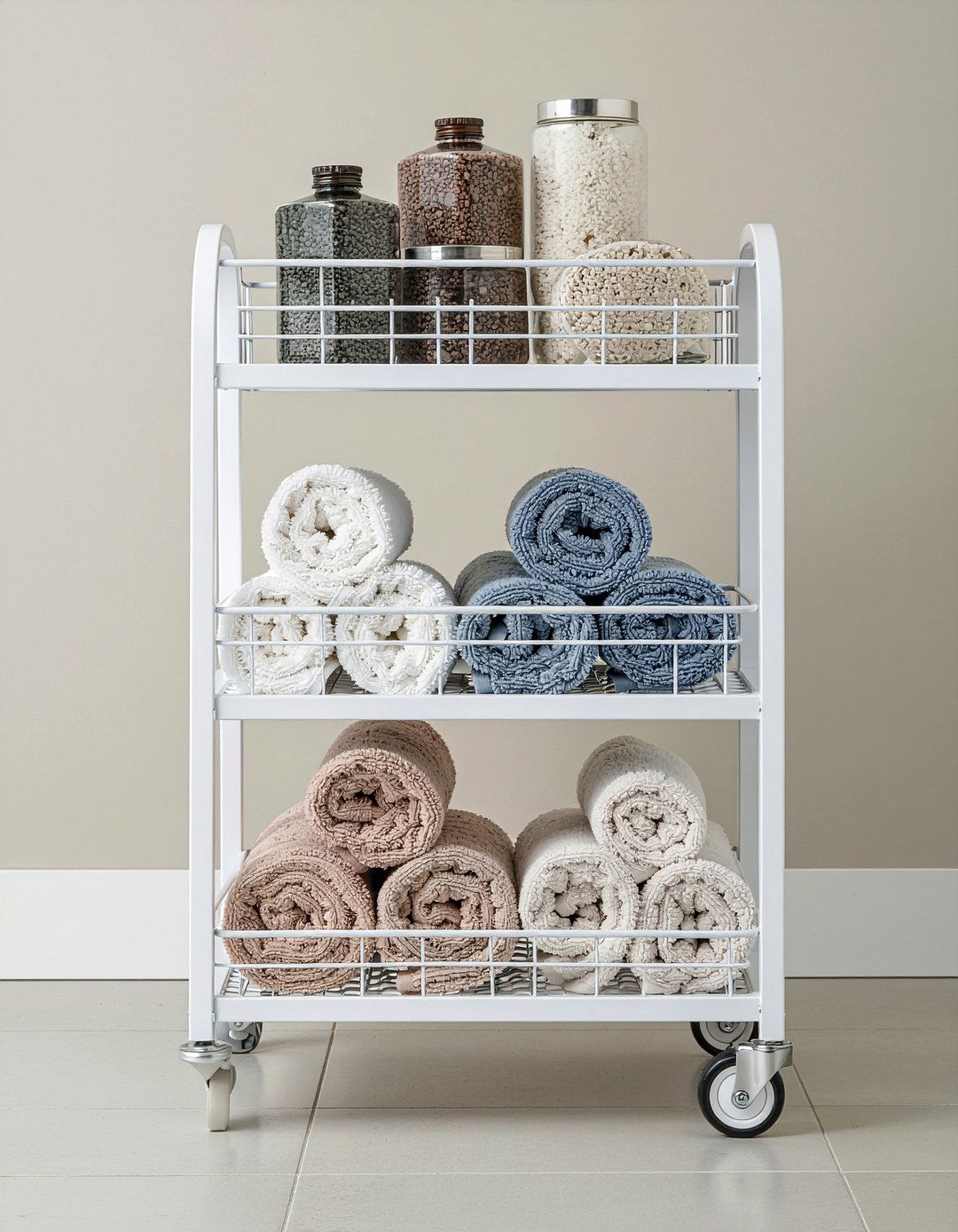 Rolling Storage Cart - 30 bathroom organizer set ideas