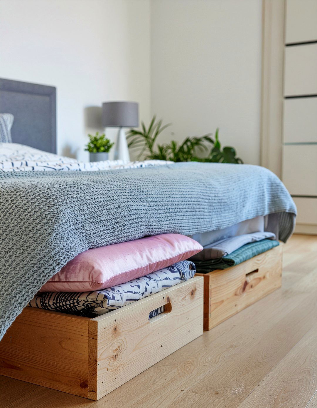 Rolling Underbed Storage - 30 DIY bedroom ideas