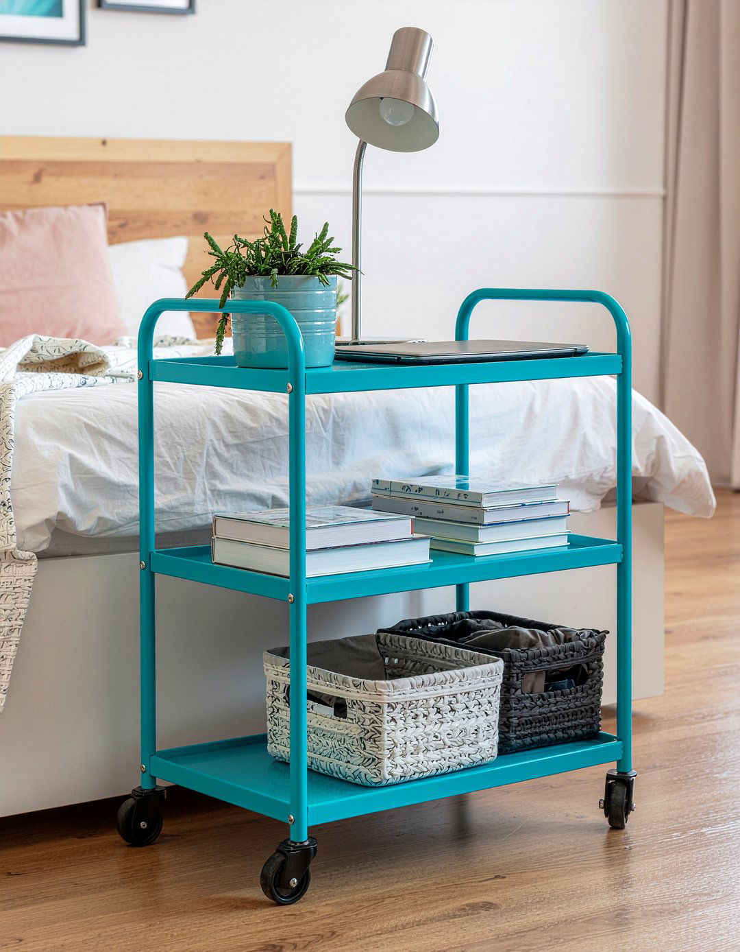 Rolling Utility Cart - 30 bedroom nightstand alternatives