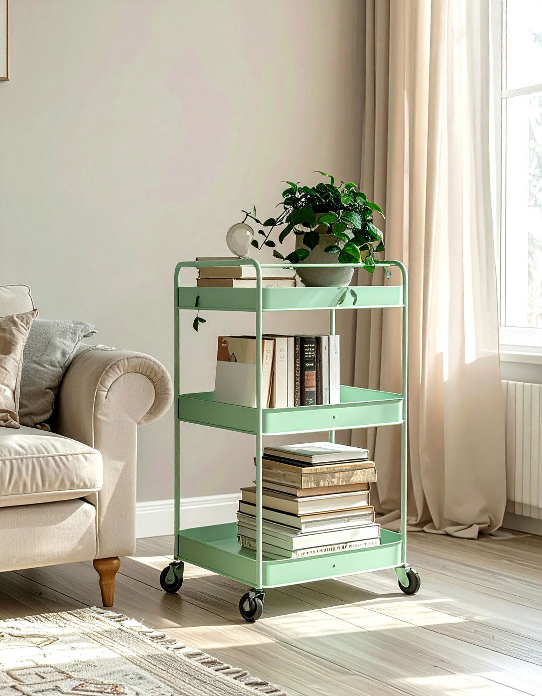 Rolling Utility Cart - 30 living room creative storage ideas