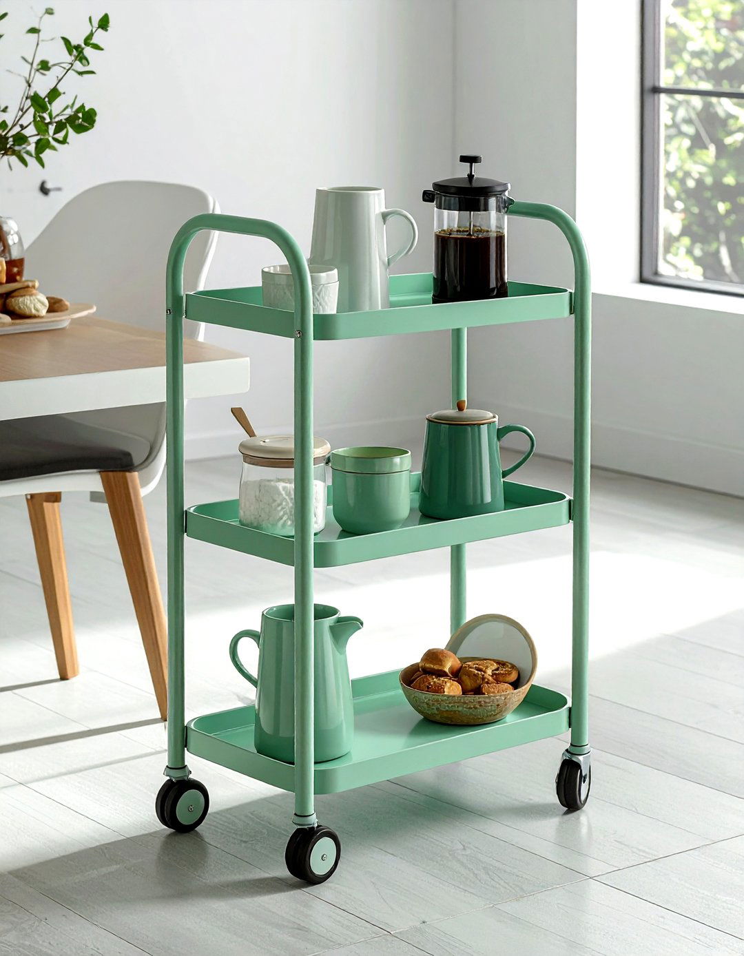 Rolling Vertical Utility Cart - 30 dining room vertical storage ideas