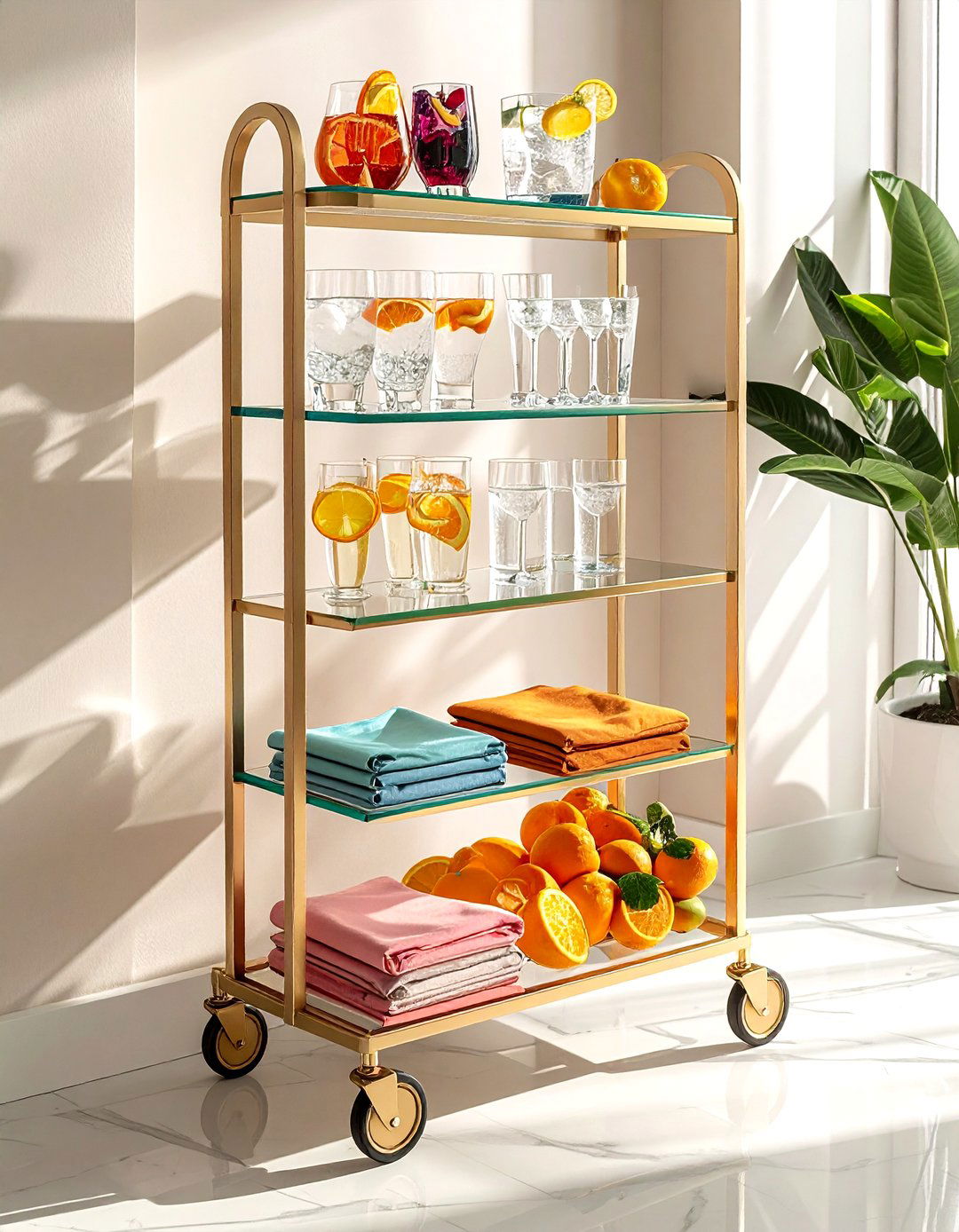 Rolling bar cart - 30 temporary dining room ideas