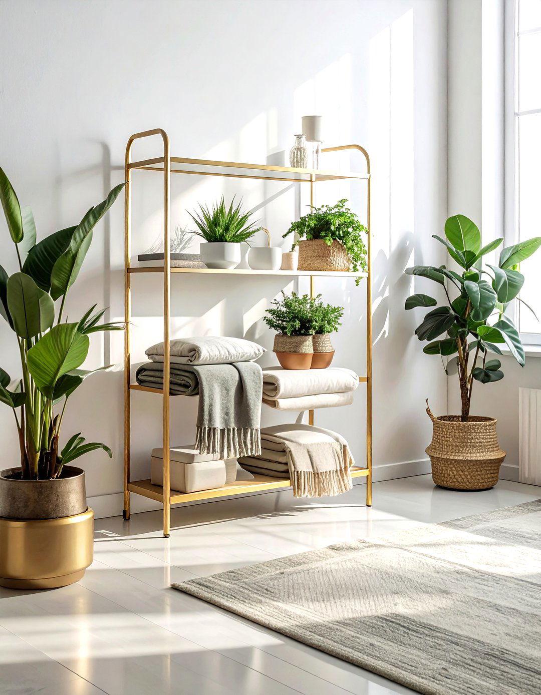 Rolling bar cart storage - 30 living room blanket storage ideas