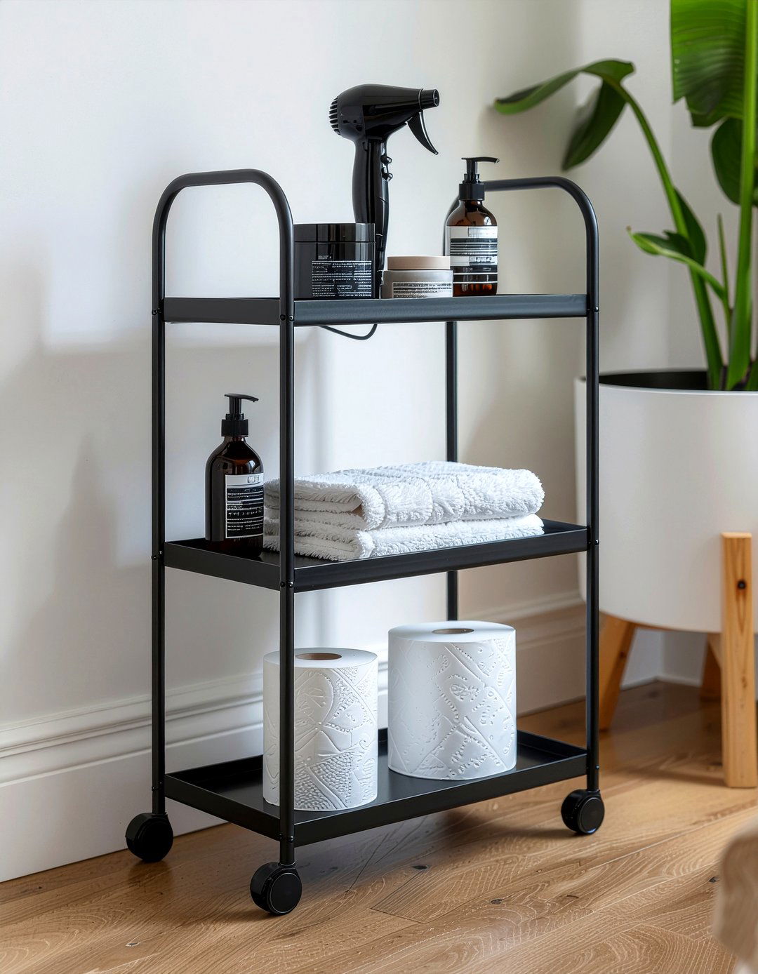Rolling bathroom cart - 30 bathroom creative storage ideas