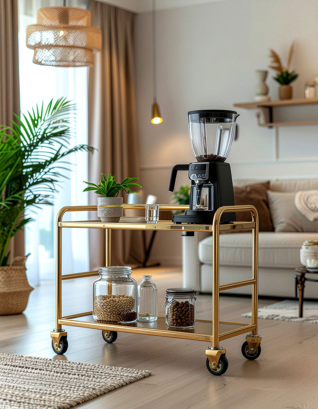 Rolling beverage cart - 30 renter living room ideas