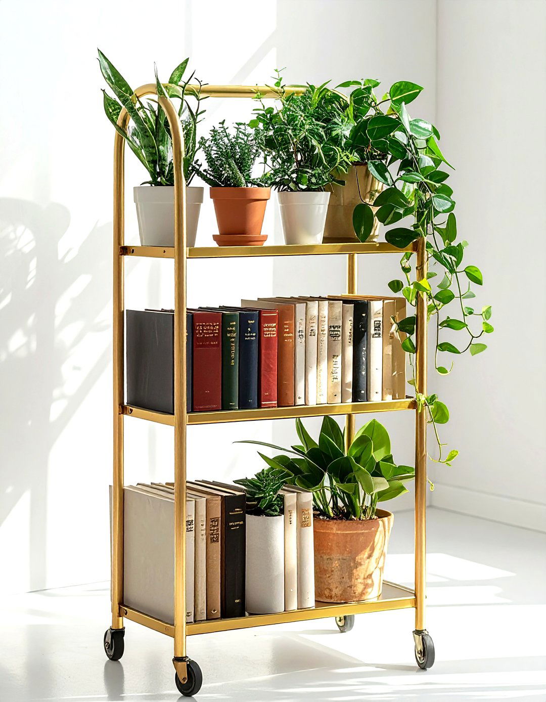 Rolling book cart - 30 book decor ideas_1