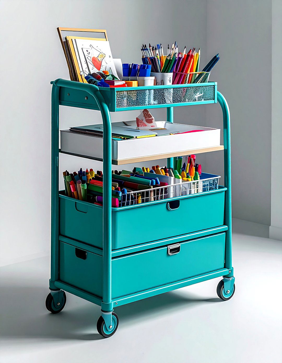Rolling cart storage - 30 playroom storage ideas