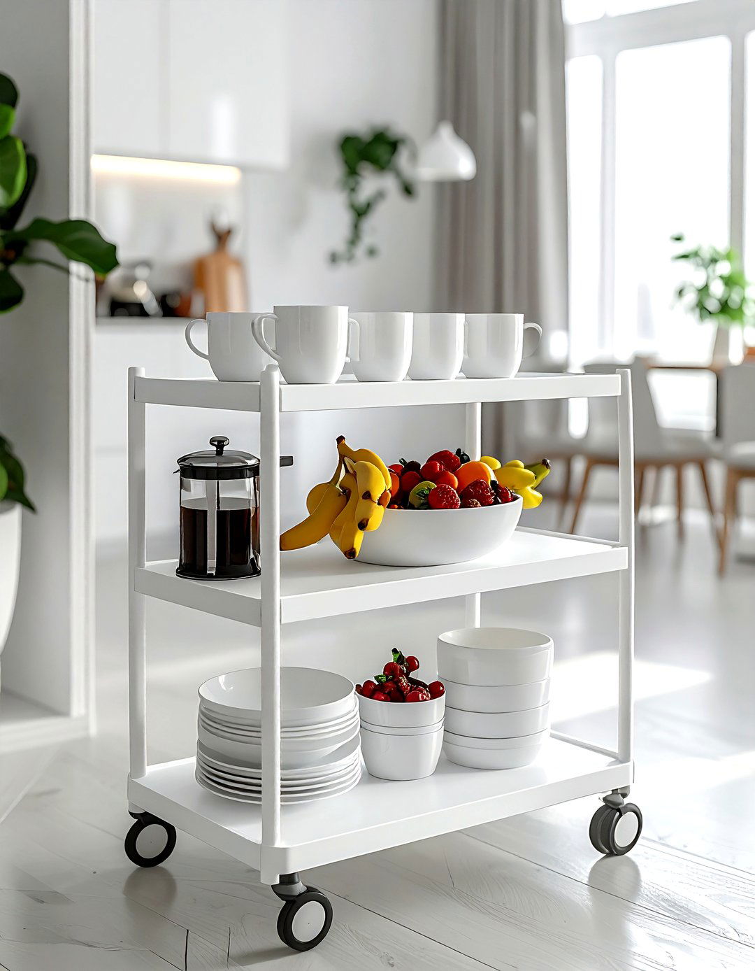 Rolling dining room cart - 30 organized dining room ideas