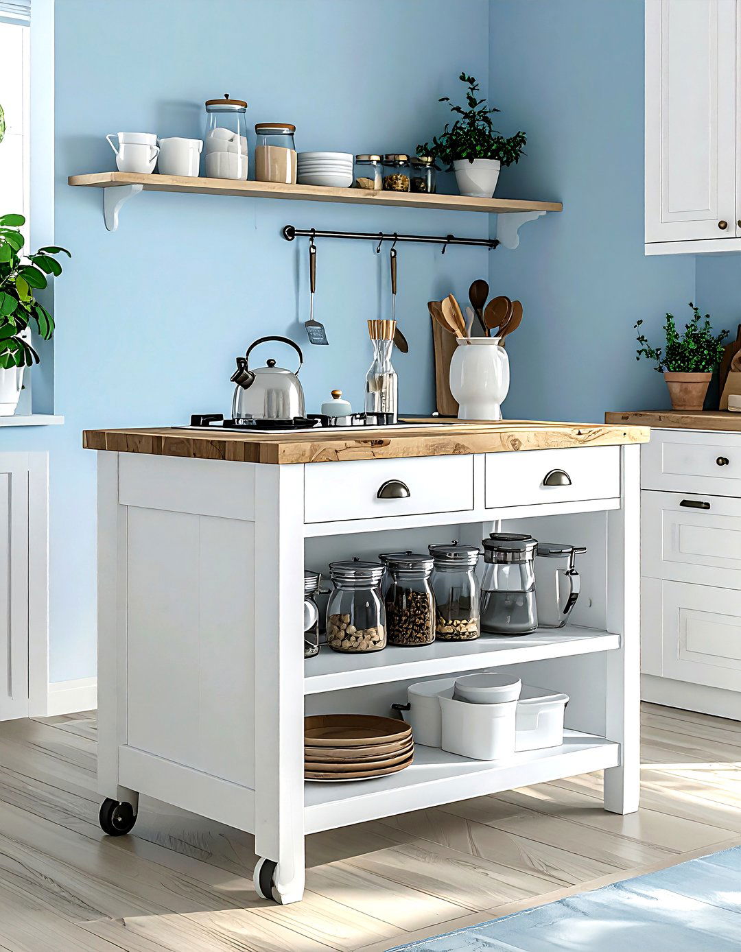Rolling kitchen cart - 30 kitchen space saving ideas