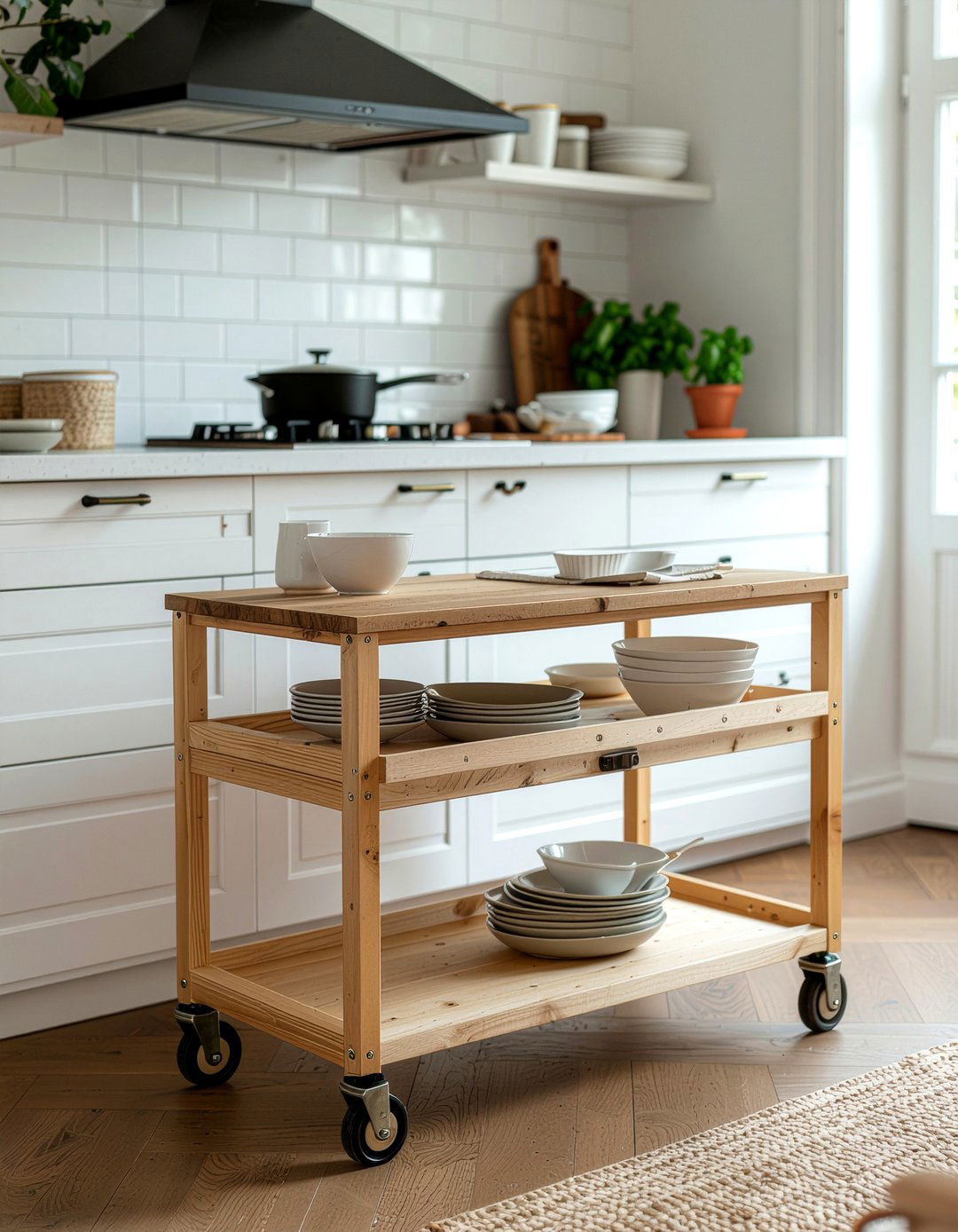 Rolling kitchen cart - 30 pot and pan storage kitchen ideas