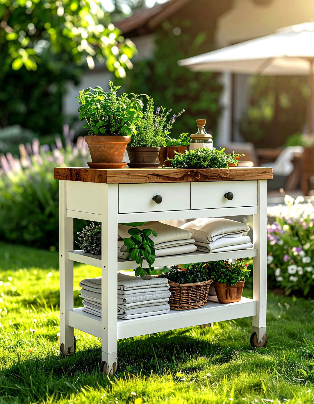 Rolling kitchen cart - 30 kitchen creative storage ideas