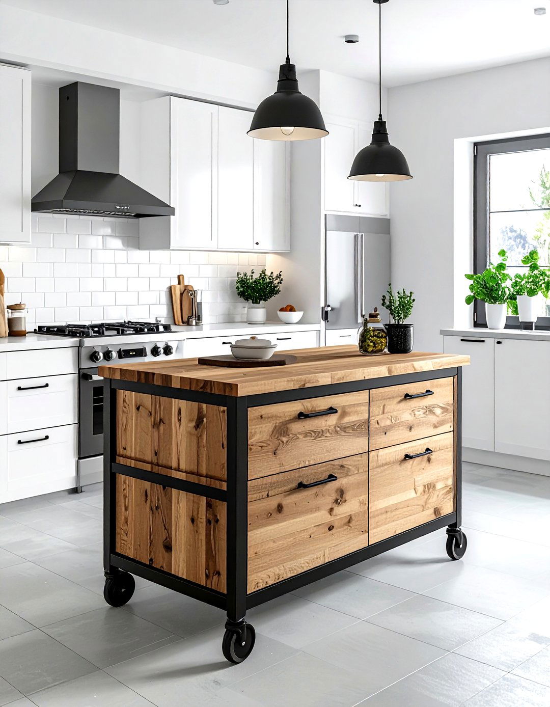 Rolling kitchen cart - 30 kitchen furniture placement