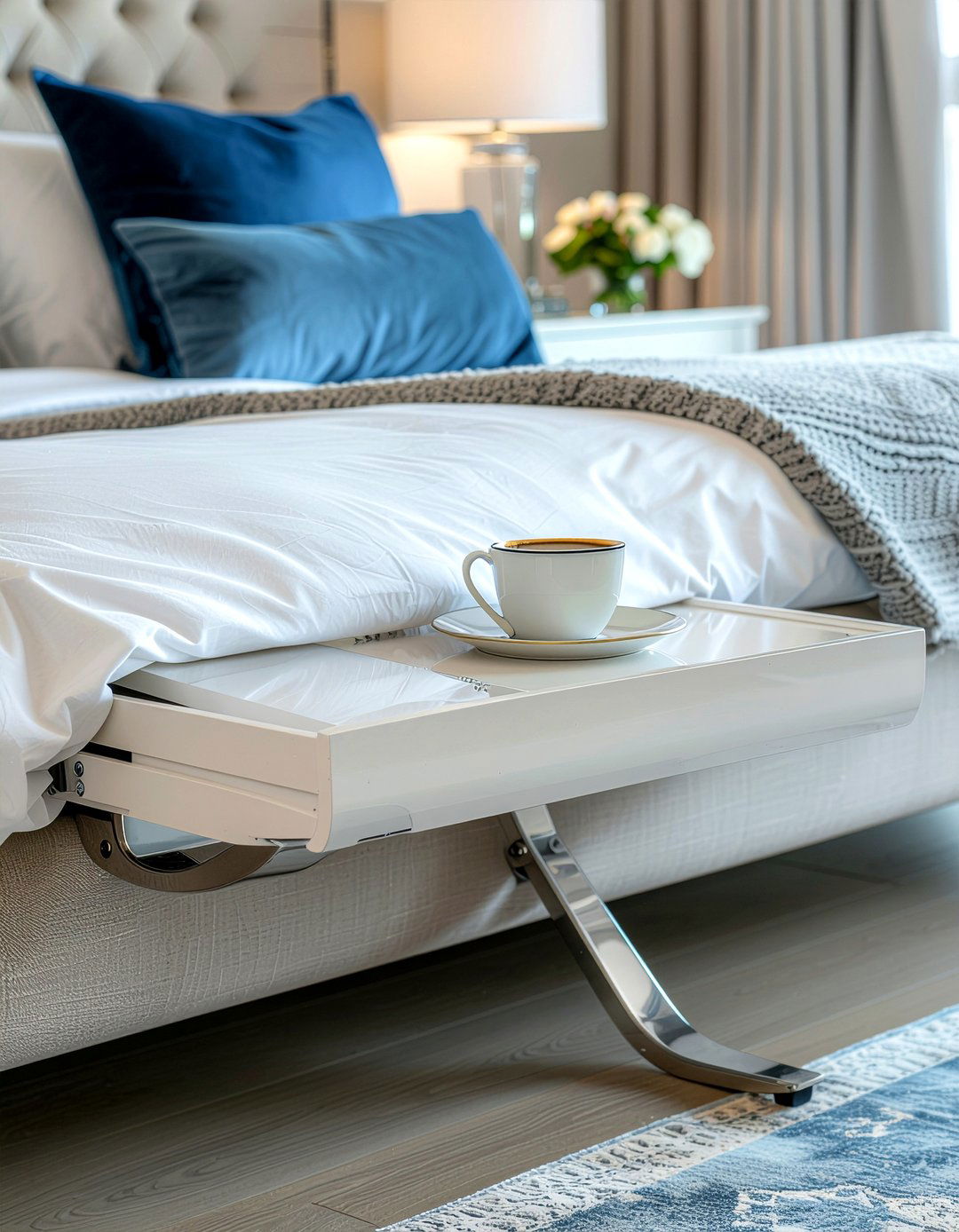 Rolling overbed table - 30 bedroom adjustable furniture ideas