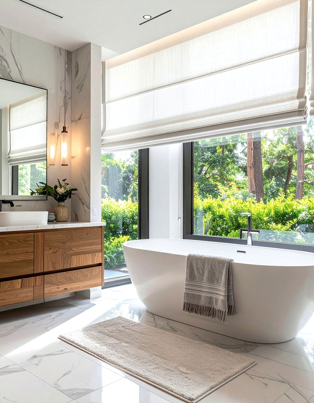 Roman Shade Valance - 30 bathroom valance ideas