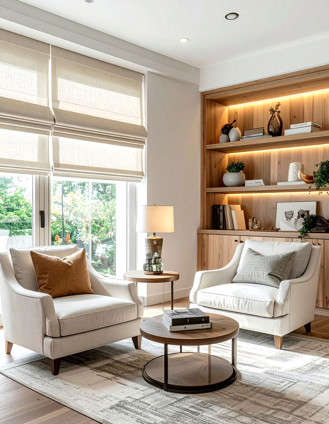 Roman shades linen - 30 living room window treatment ideas