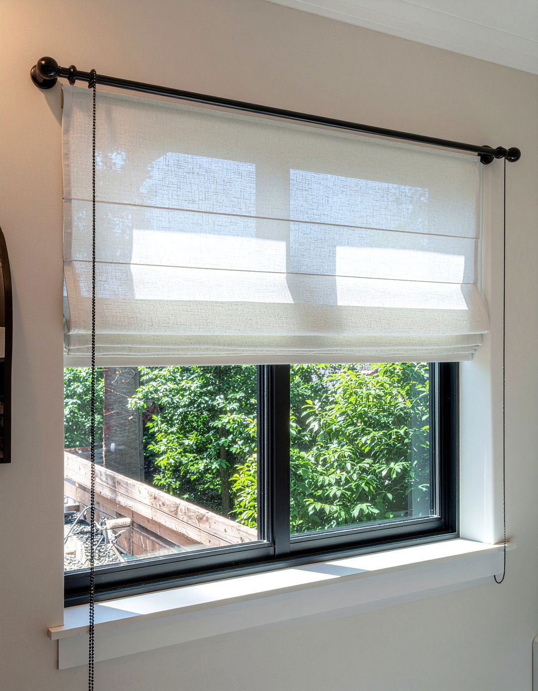 Roman shades with curtains - 30 bathroom layering ideas