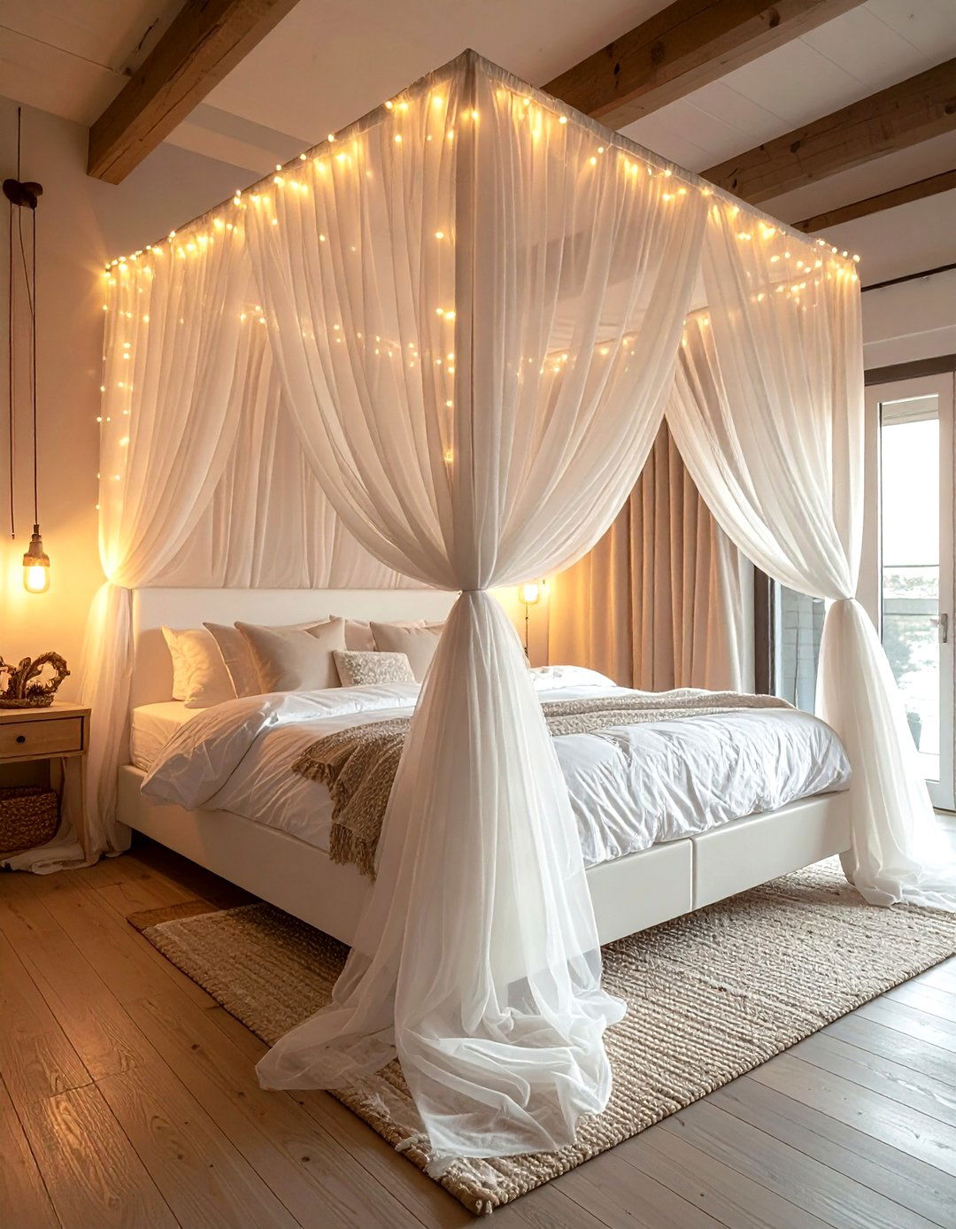 Romantic Canopy Bed Netting - 30 shabby chic bedroom ideas