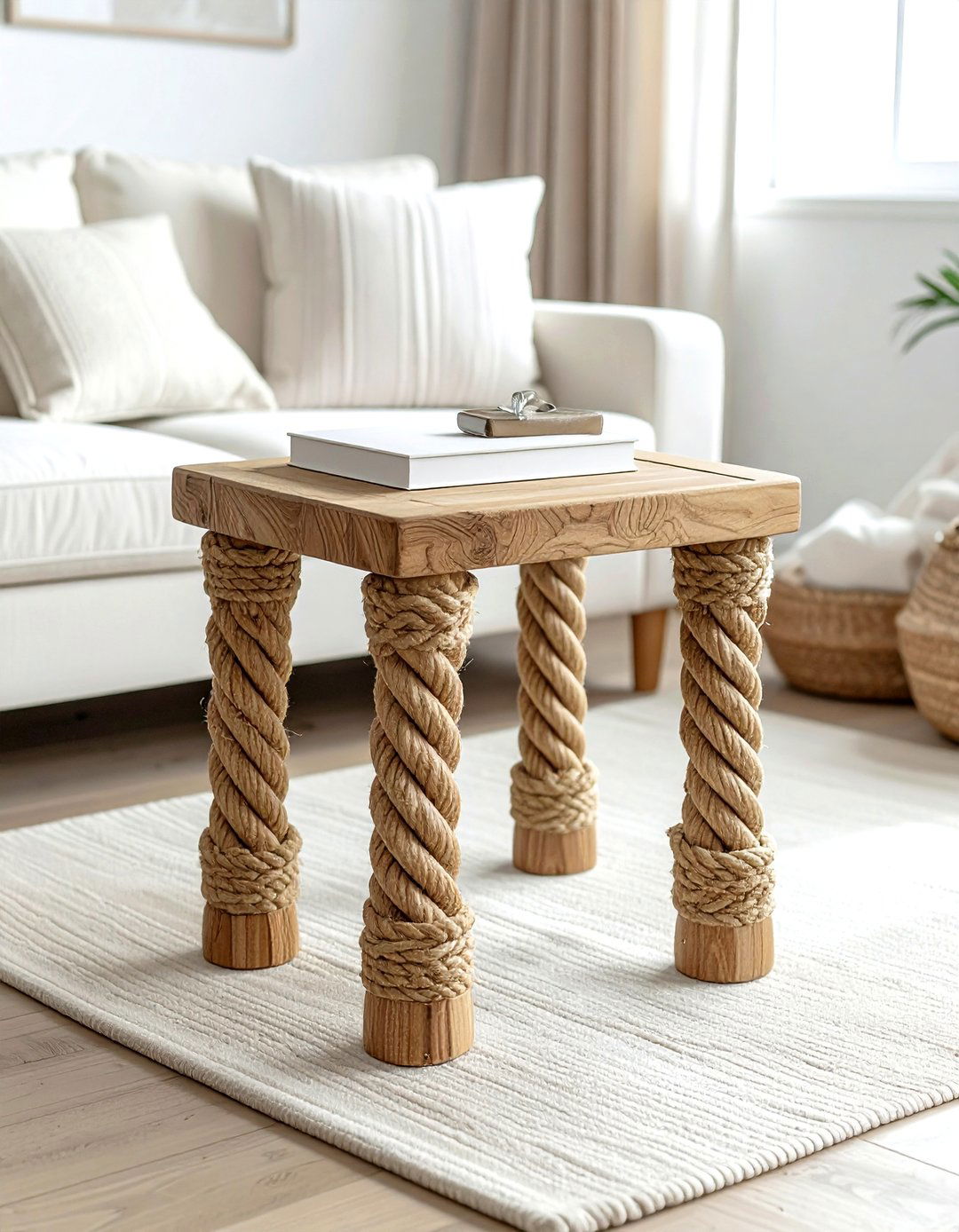 Rope Detail End Table - 30 living room beach furniture ideas
