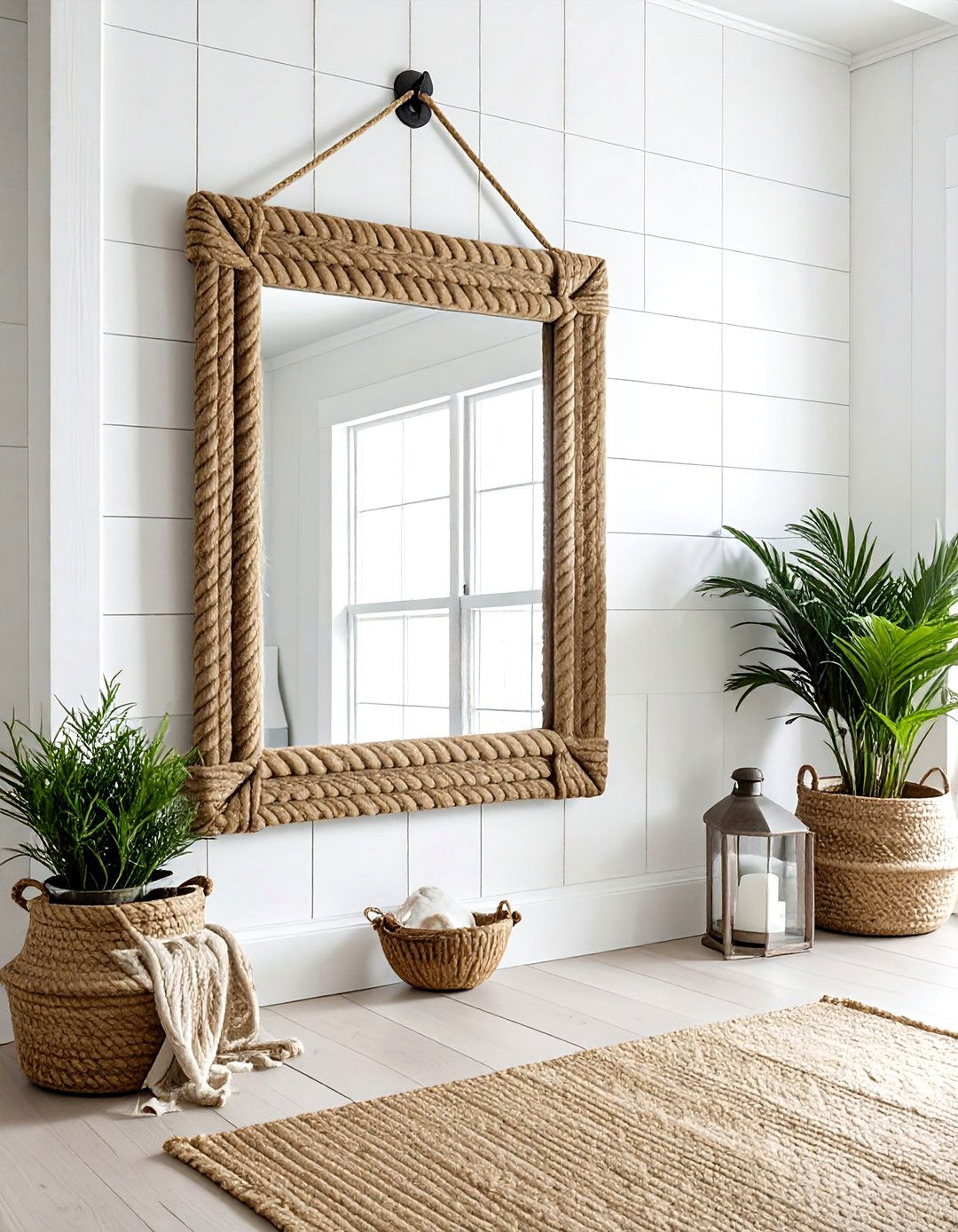 Rope Framed Mirror - 30 nautical bathroom ideas