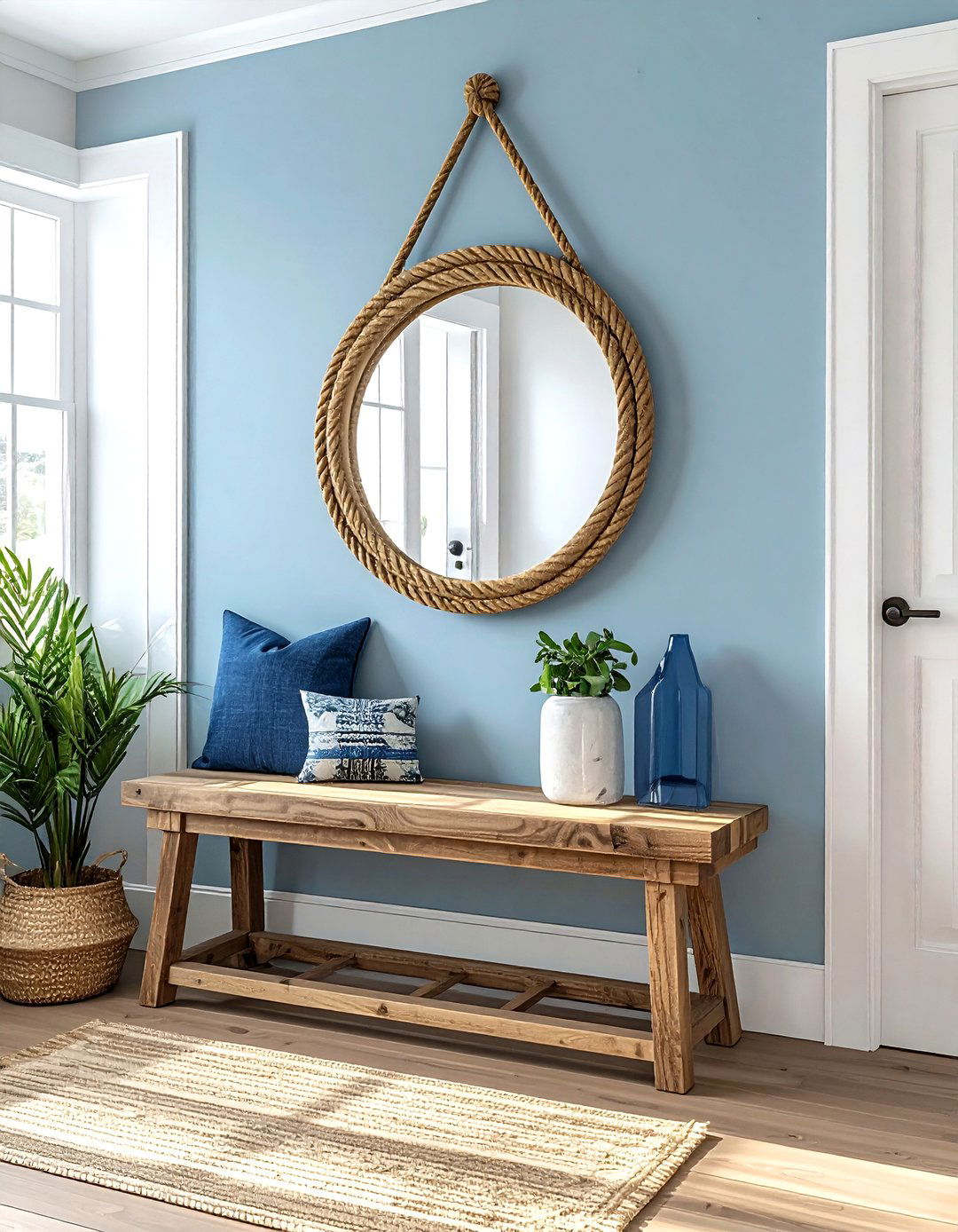 Rope Hanging Mirror - 30 round mirror ideas