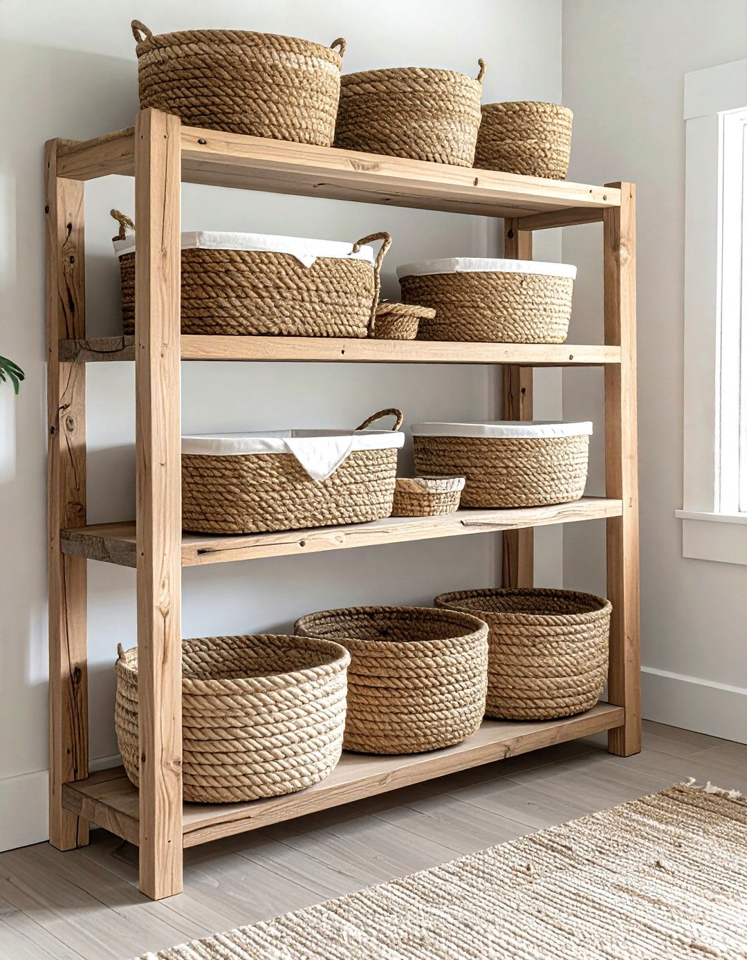 Rope Wrapped Baskets - 30 cheap decor ideas