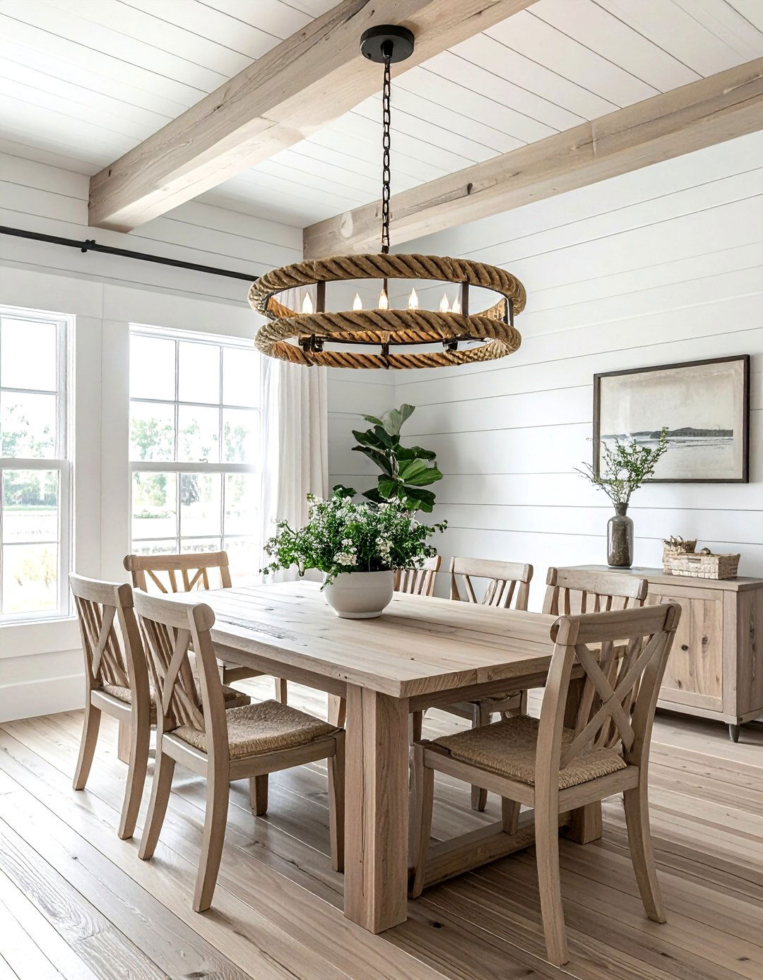 Rope chandelier - 30 nautical dining room ideas