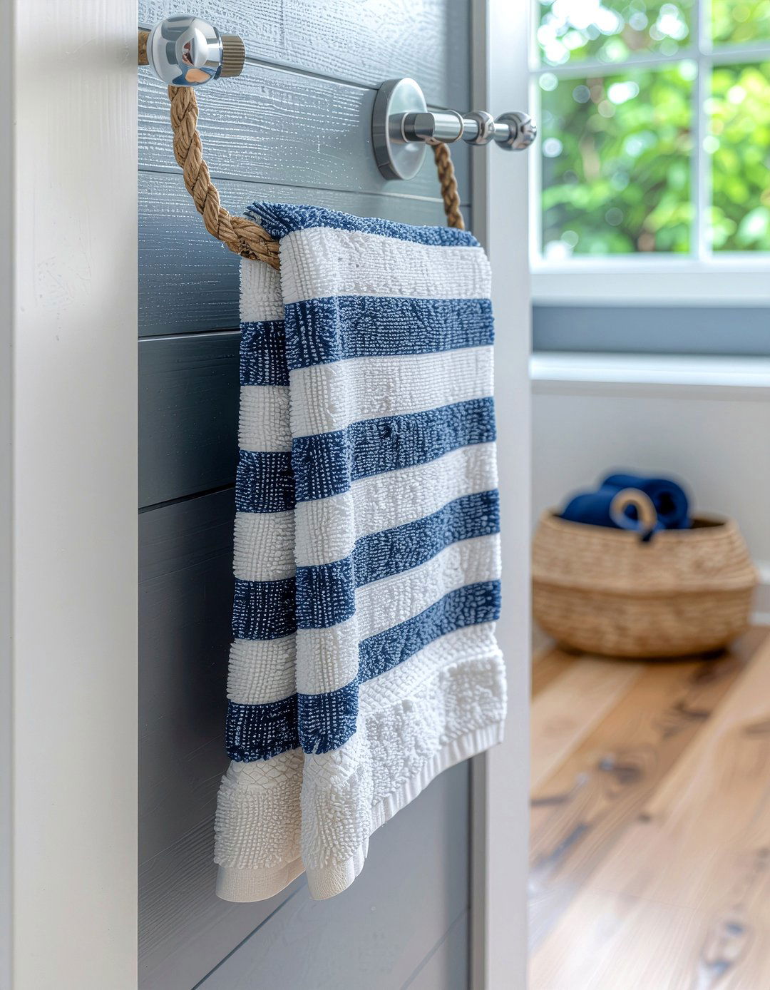 Rope towel bar - 30 bathroom towel bar ideas