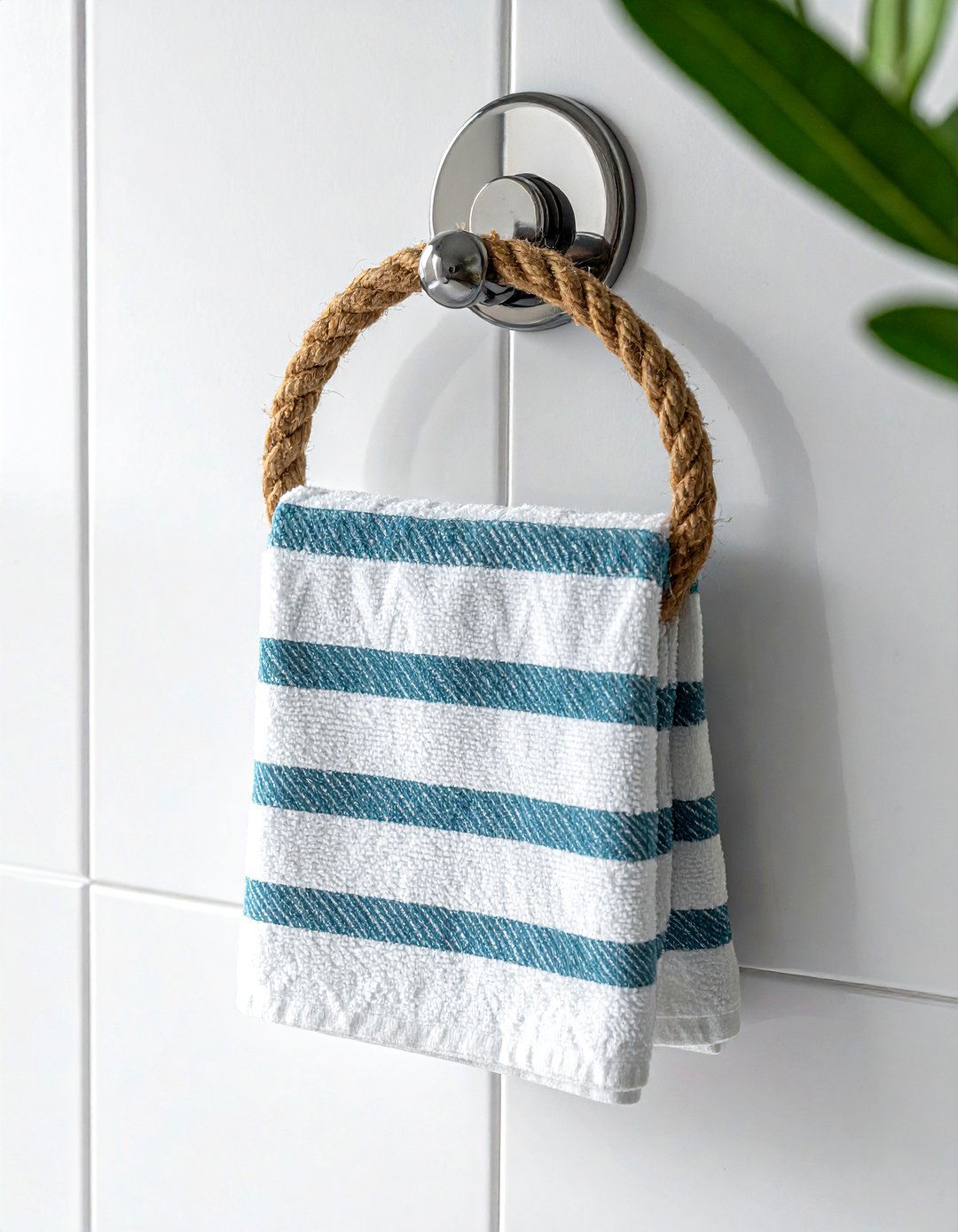 Rope towel ring - 30 Cape Cod bathroom ideas