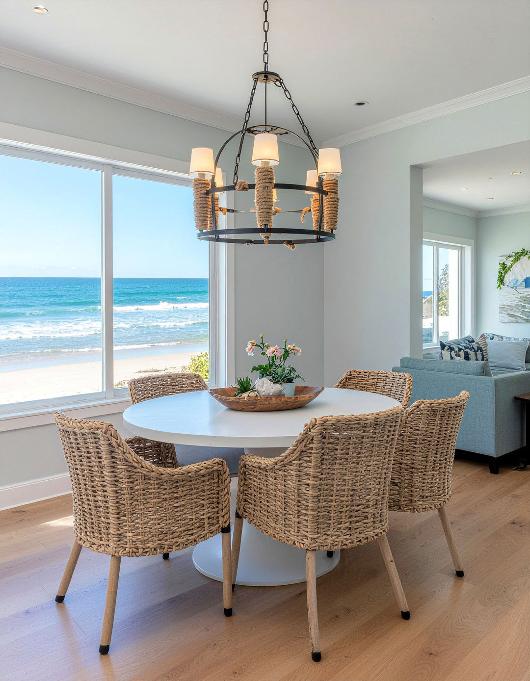 Rope wrapped chandelier dining room - 30 rustic chandelier dining room ideas