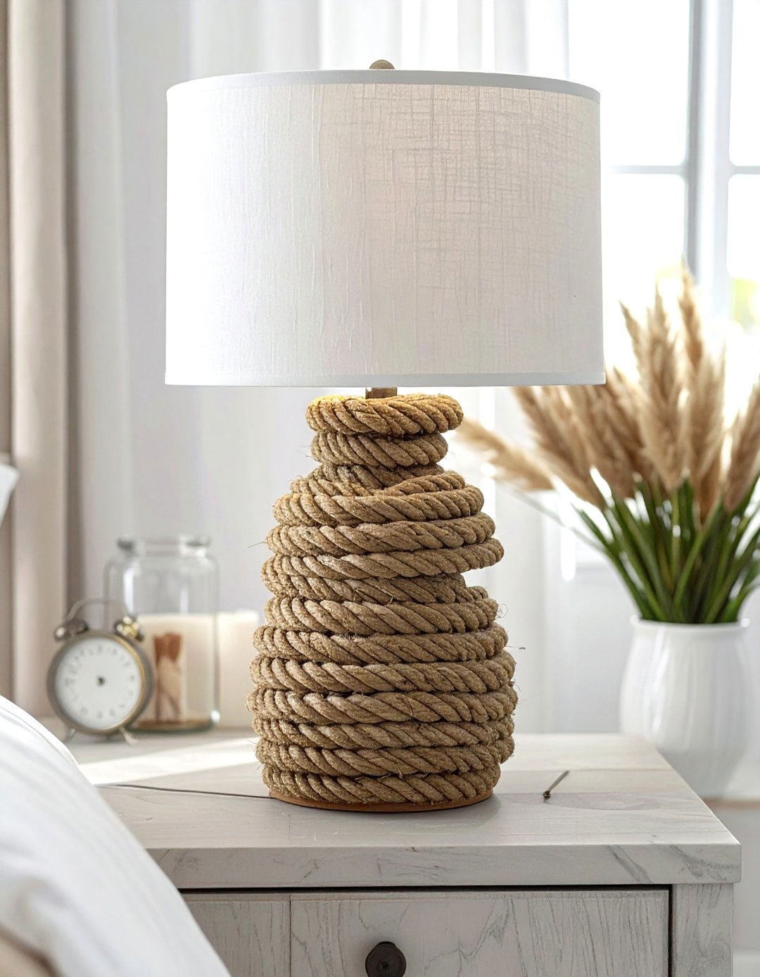 Rope wrapped lamp base - 30 handmade decor ideas