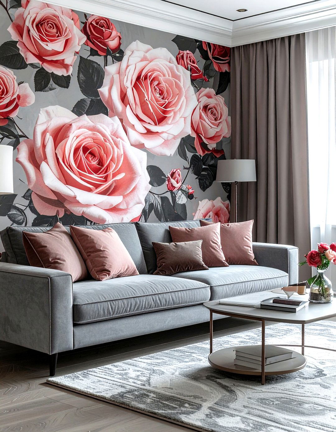 Rose Floral Wallpaper - 30 living room floral wallpapers