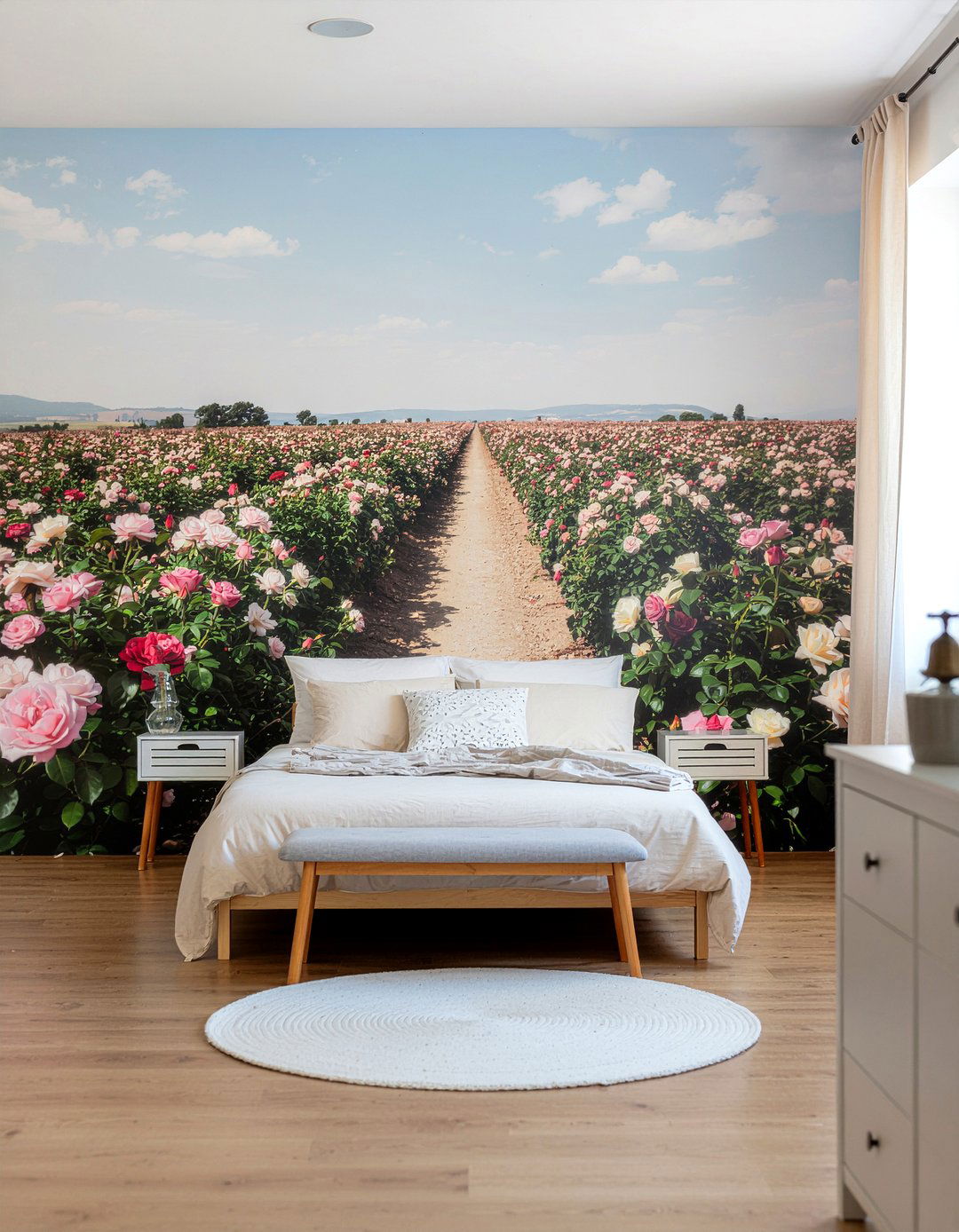 Rose Garden Mural - 30 rose bedroom ideas