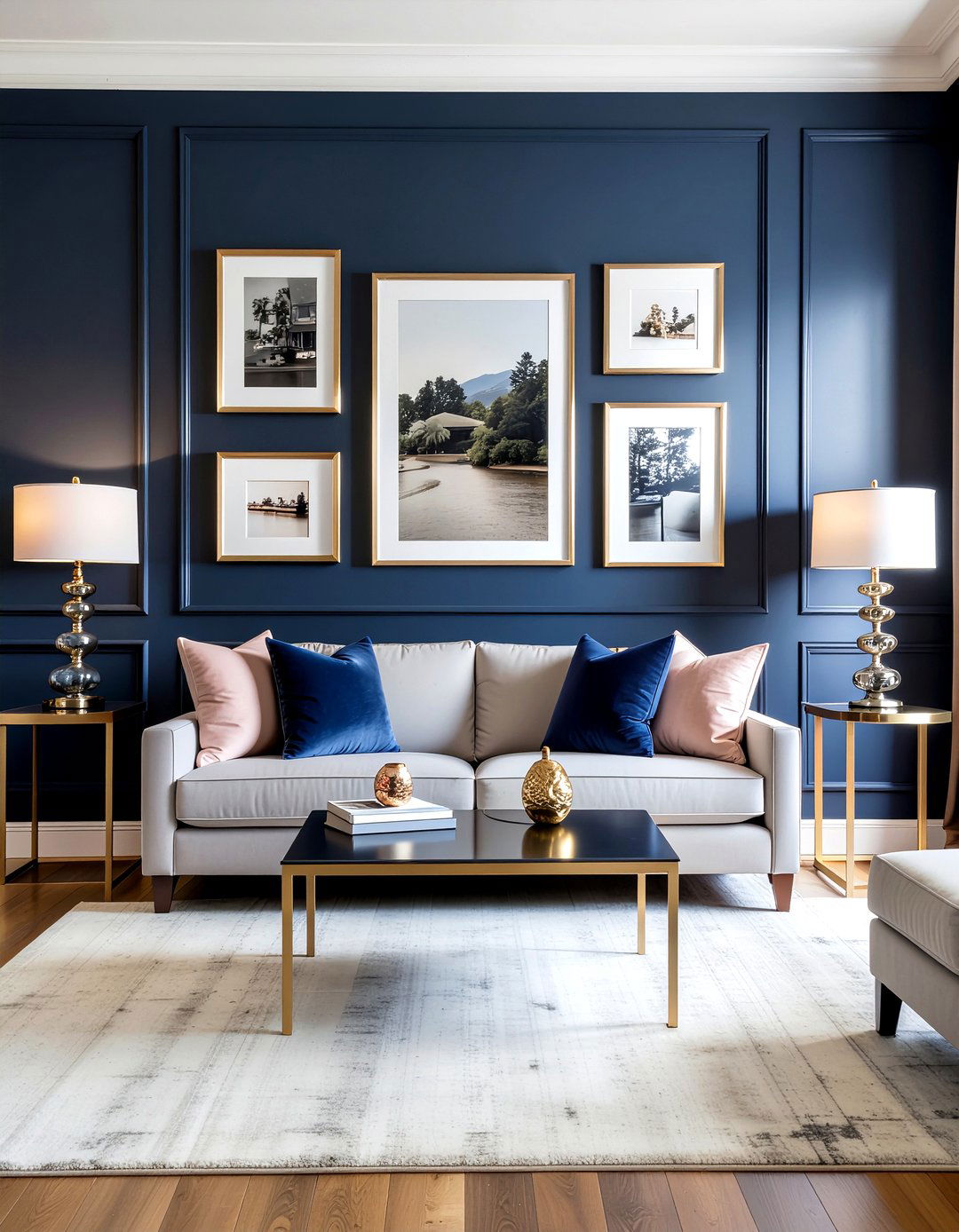 Rose Gold And Navy Living Room - 30 rose gold living room ideas