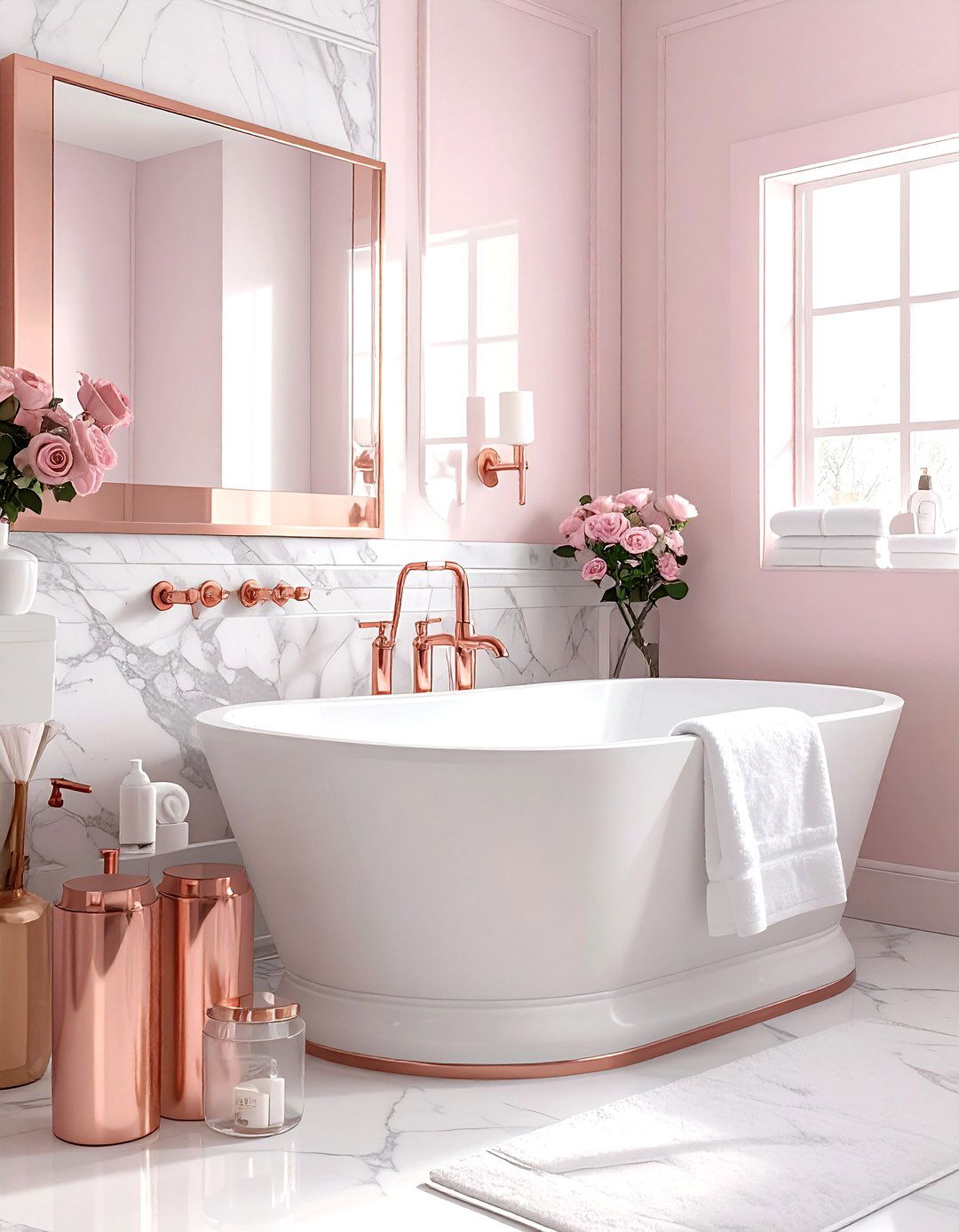Rose Gold Bathroom - 30 pink decor ideas