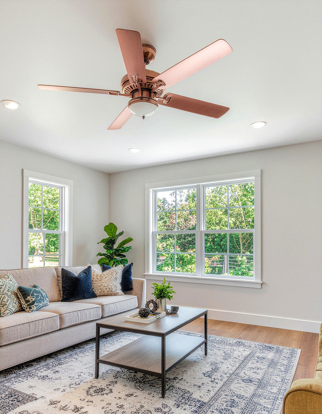 Rose Gold Ceiling Fan - 30 rose gold living room ideas