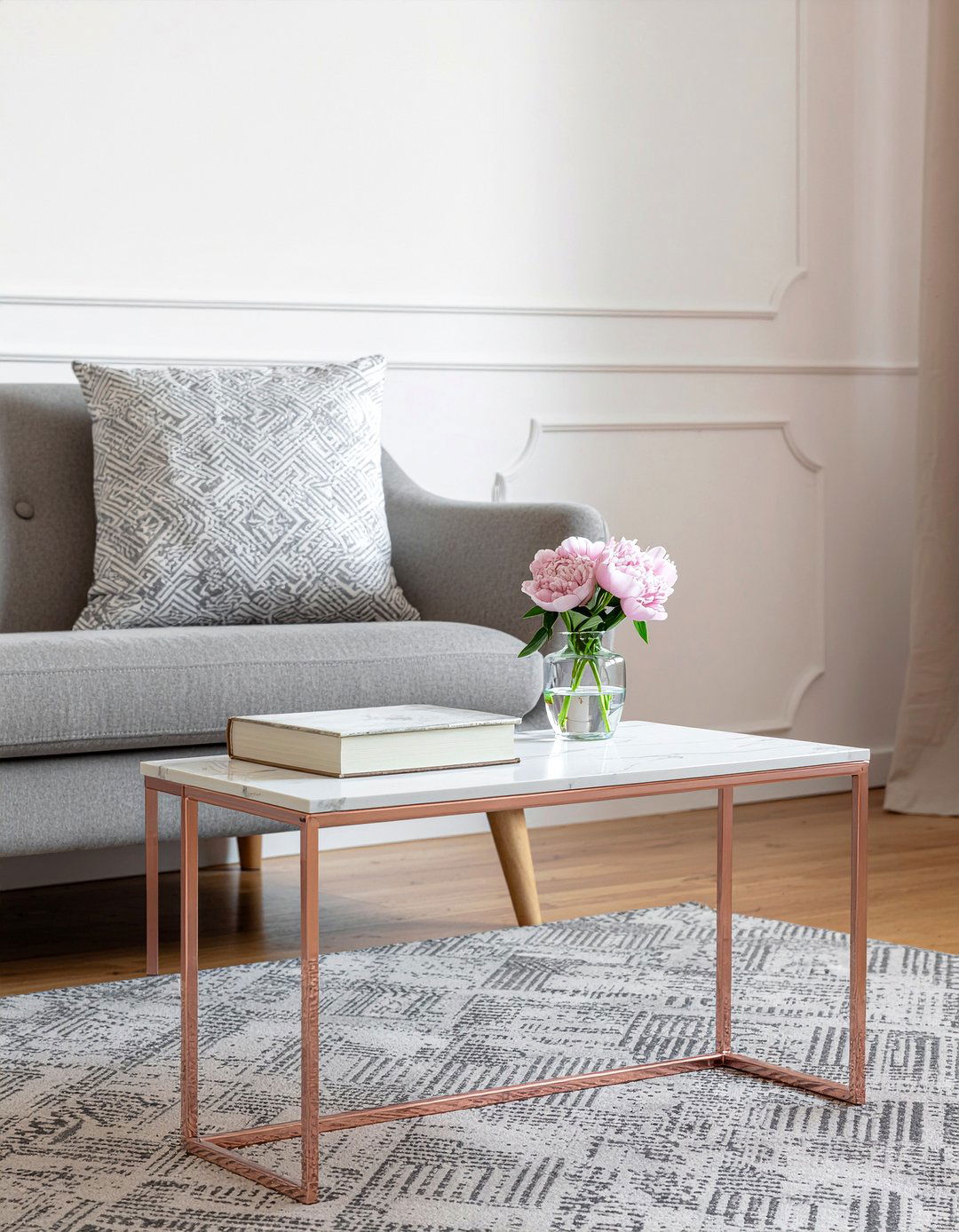 Rose Gold Coffee Table - 30 rose gold living room ideas