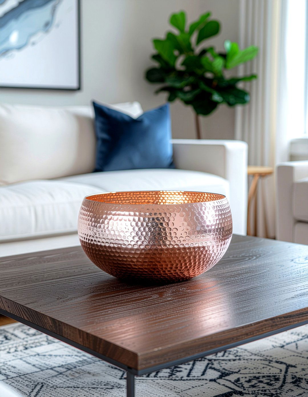 Rose Gold Decorative Bowl - 30 rose gold living room ideas