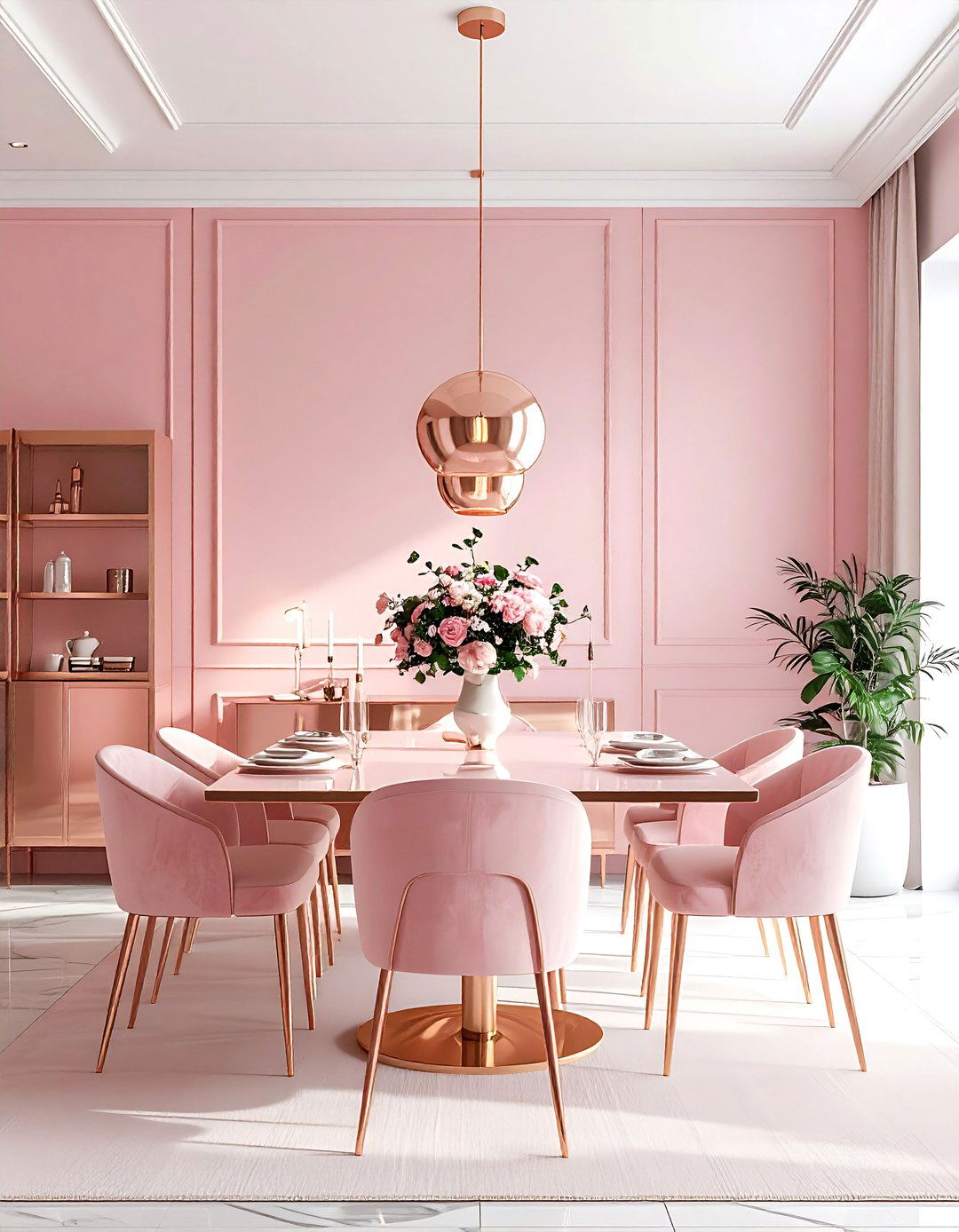 Rose Gold Dining Room - 30 blush dining room ideas