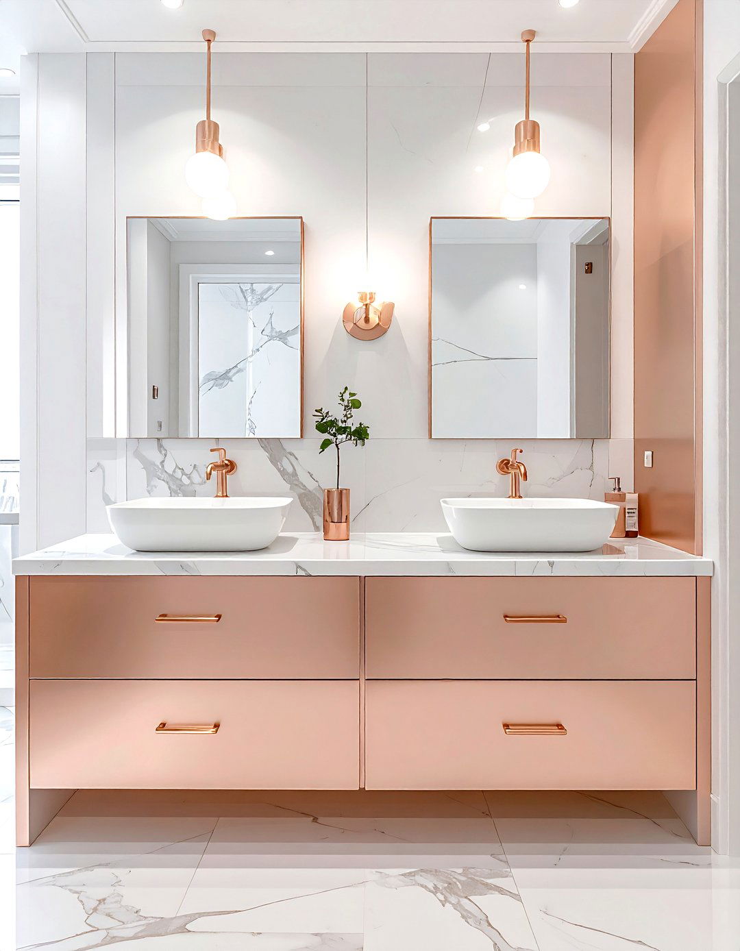 Rose Gold Double Vanity Bathroom - 30 rose gold bathroom ideas