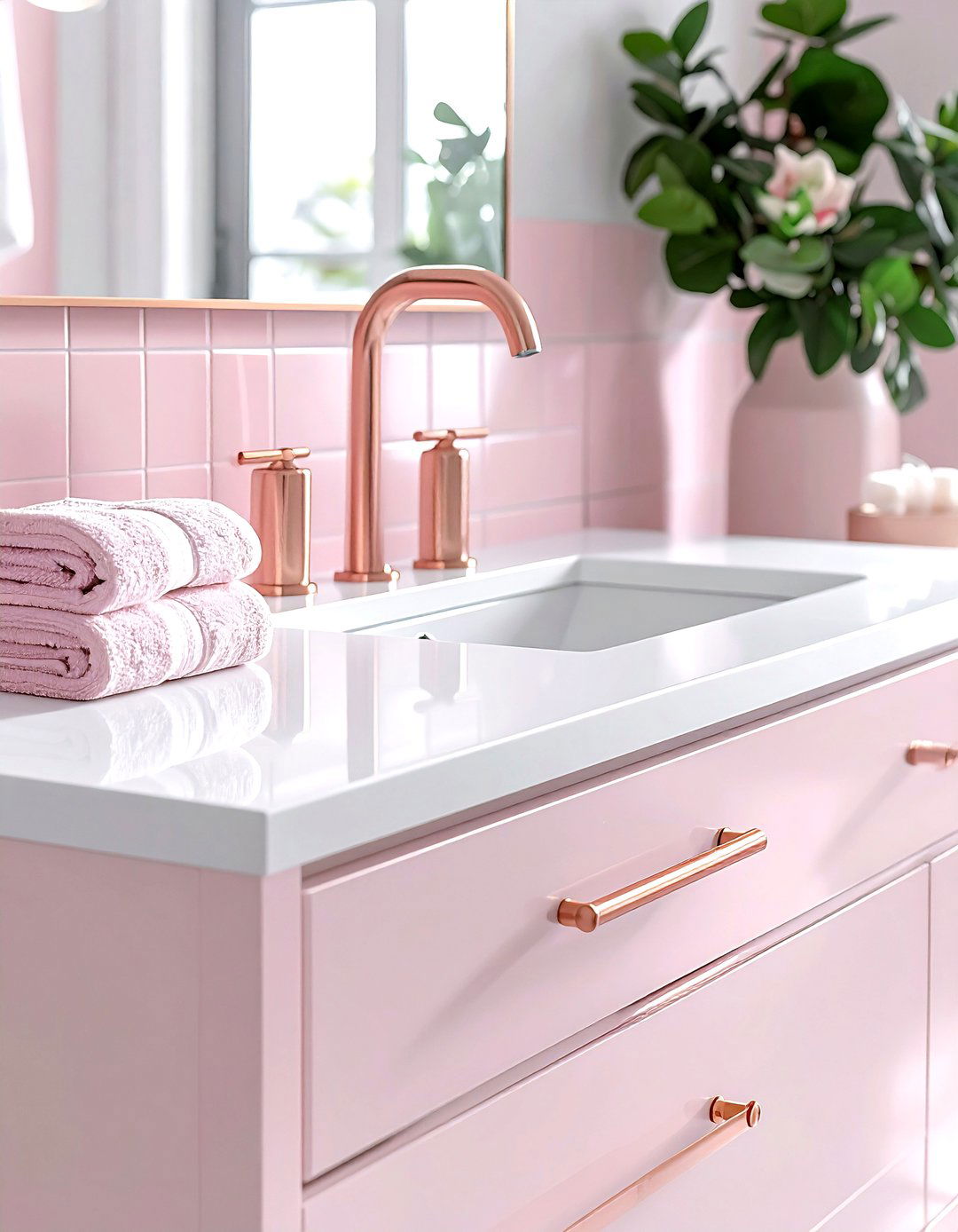 Rose Gold Hardware - 30 metal bathroom ideas