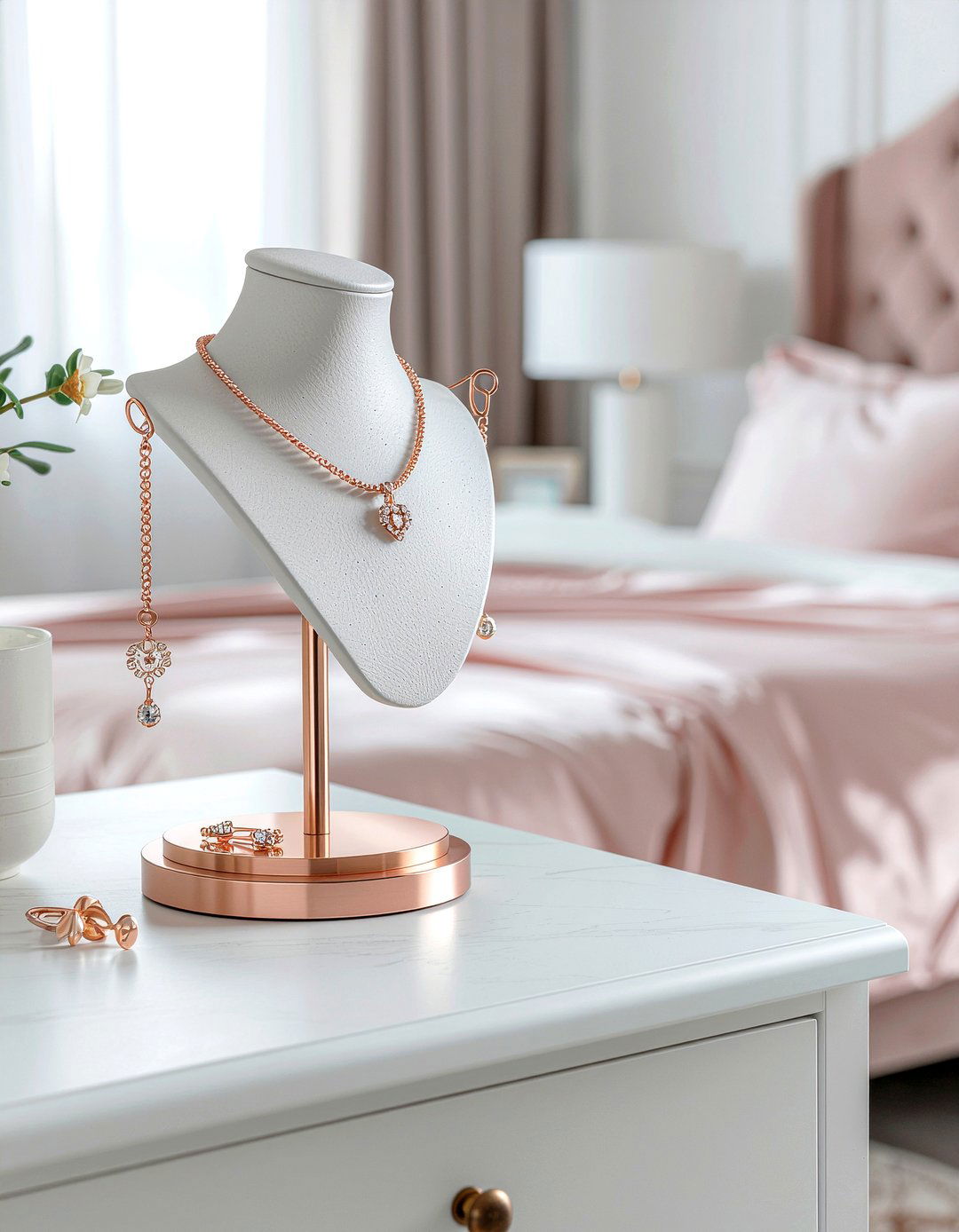 Rose Gold Jewelry Stand - 30 rose gold bedroom ideas