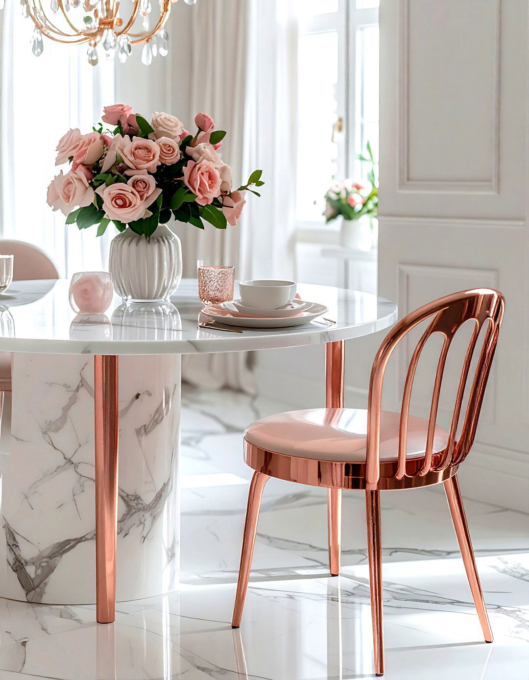 Rose Gold Metal Chair - 30 metal dining chair ideas